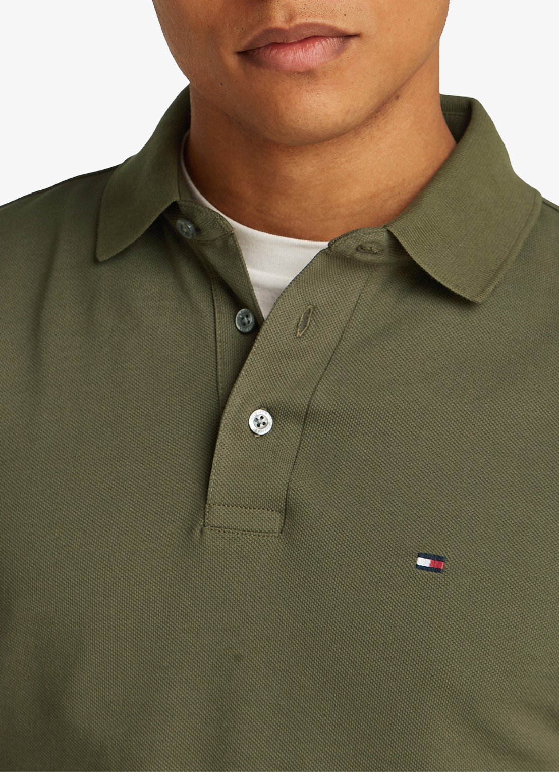 Tommy Hilfiger 1985 slim fit polo met logoborduring - detail 3 army green / groen