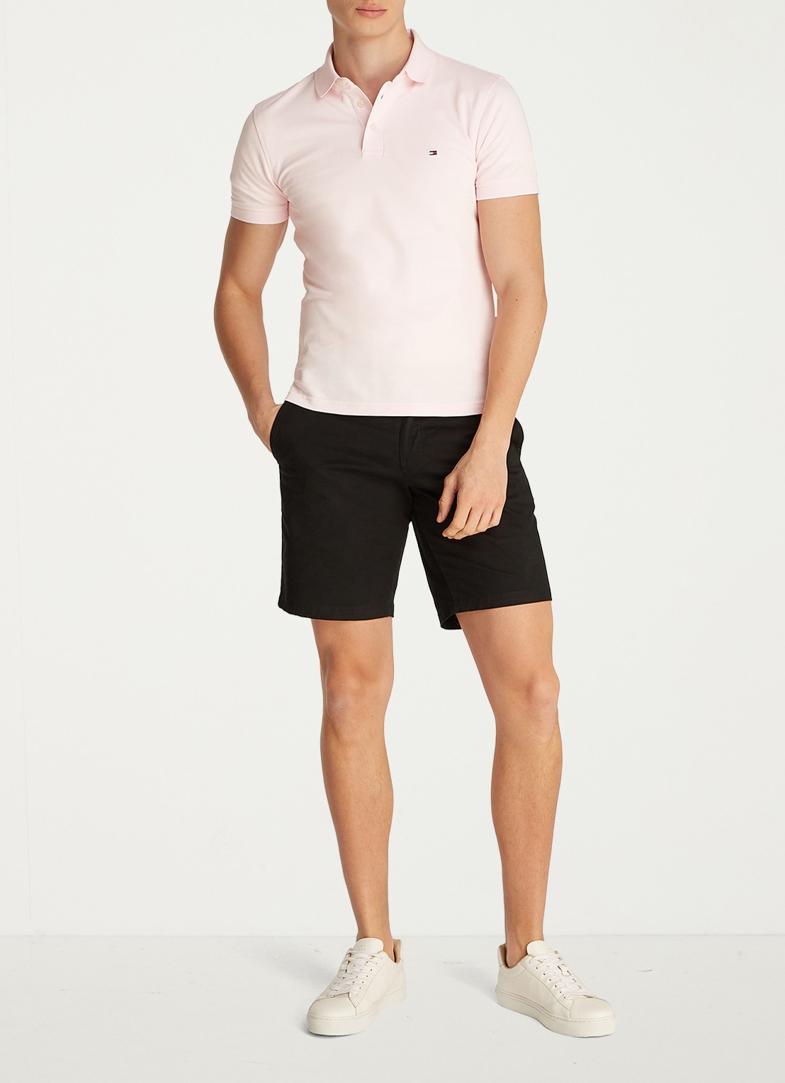 Tommy Hilfiger 1985 slim fit polo met logoborduring - voorkant 2 light pink / roze
