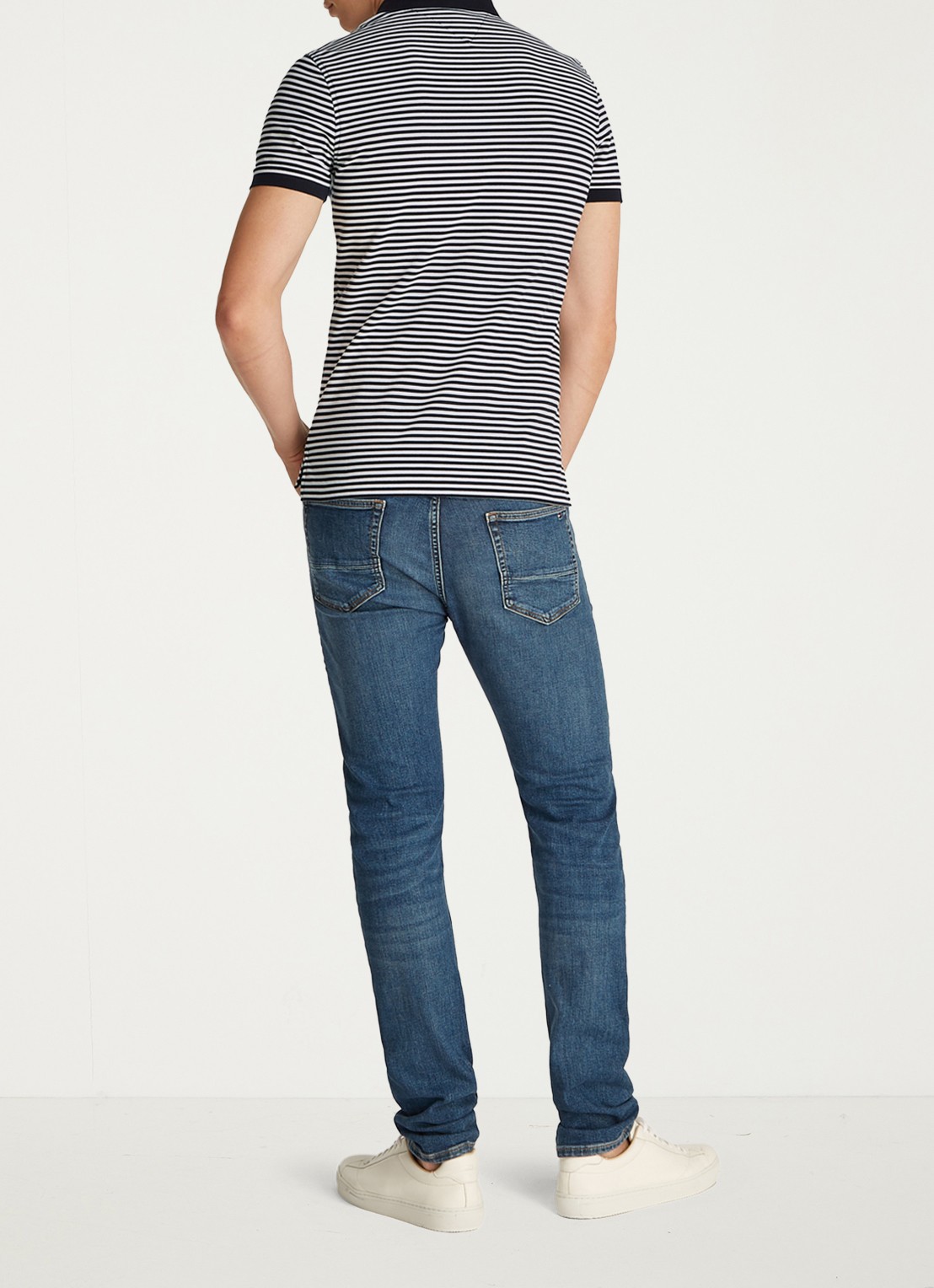 Tommy Hilfiger 1985 slim fit polo met logoborduring - achterkant 4 desert sky/white / blauw