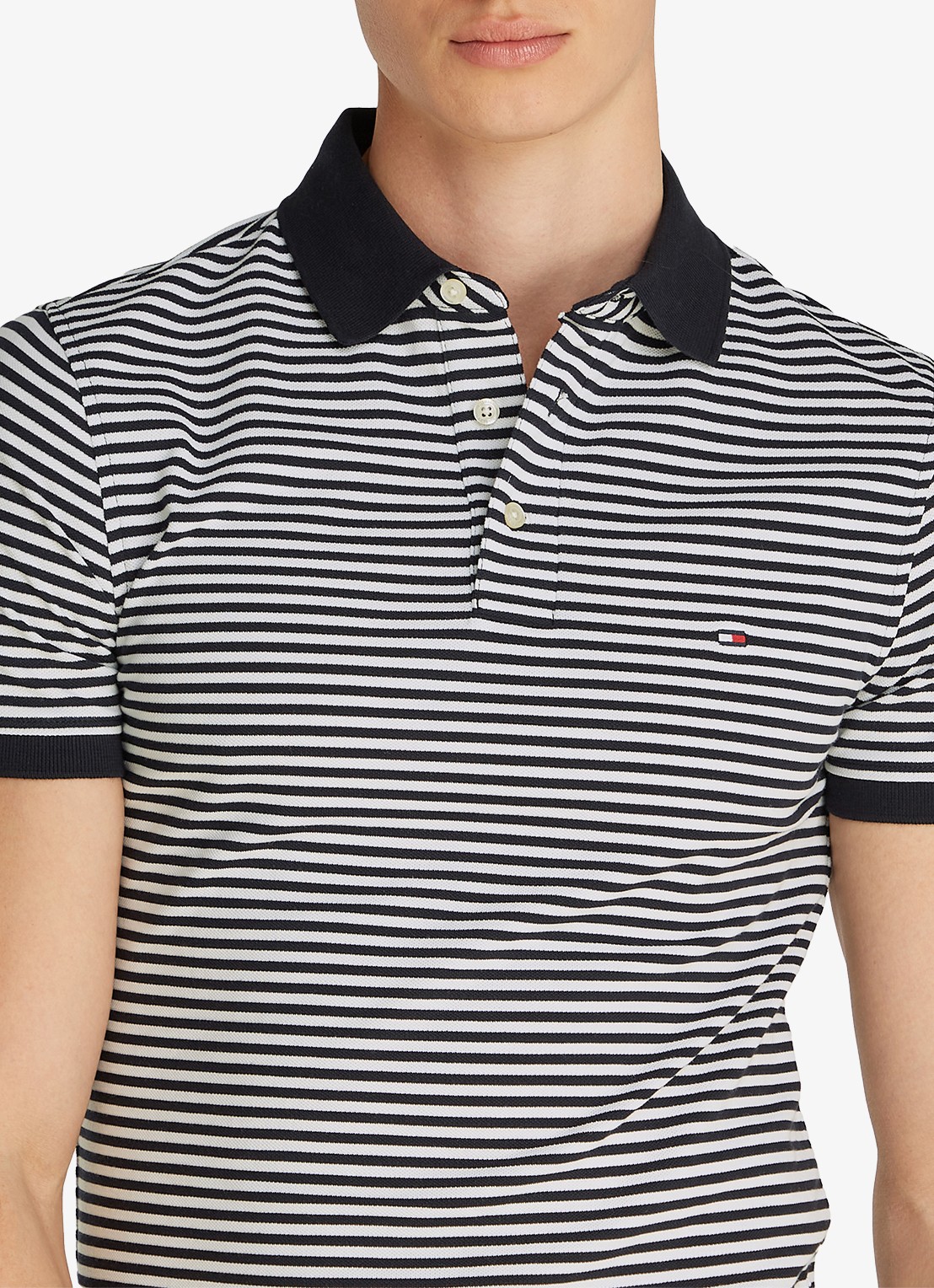 Tommy Hilfiger 1985 slim fit polo met logoborduring - detail 2 desert sky/white / blauw