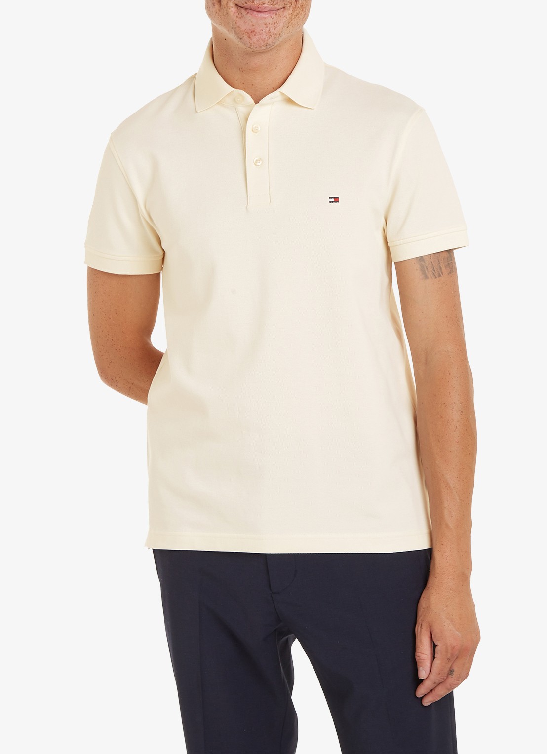 Tommy Hilfiger 1985 slim fit polo met logoborduring - detail 2 calico  / beige