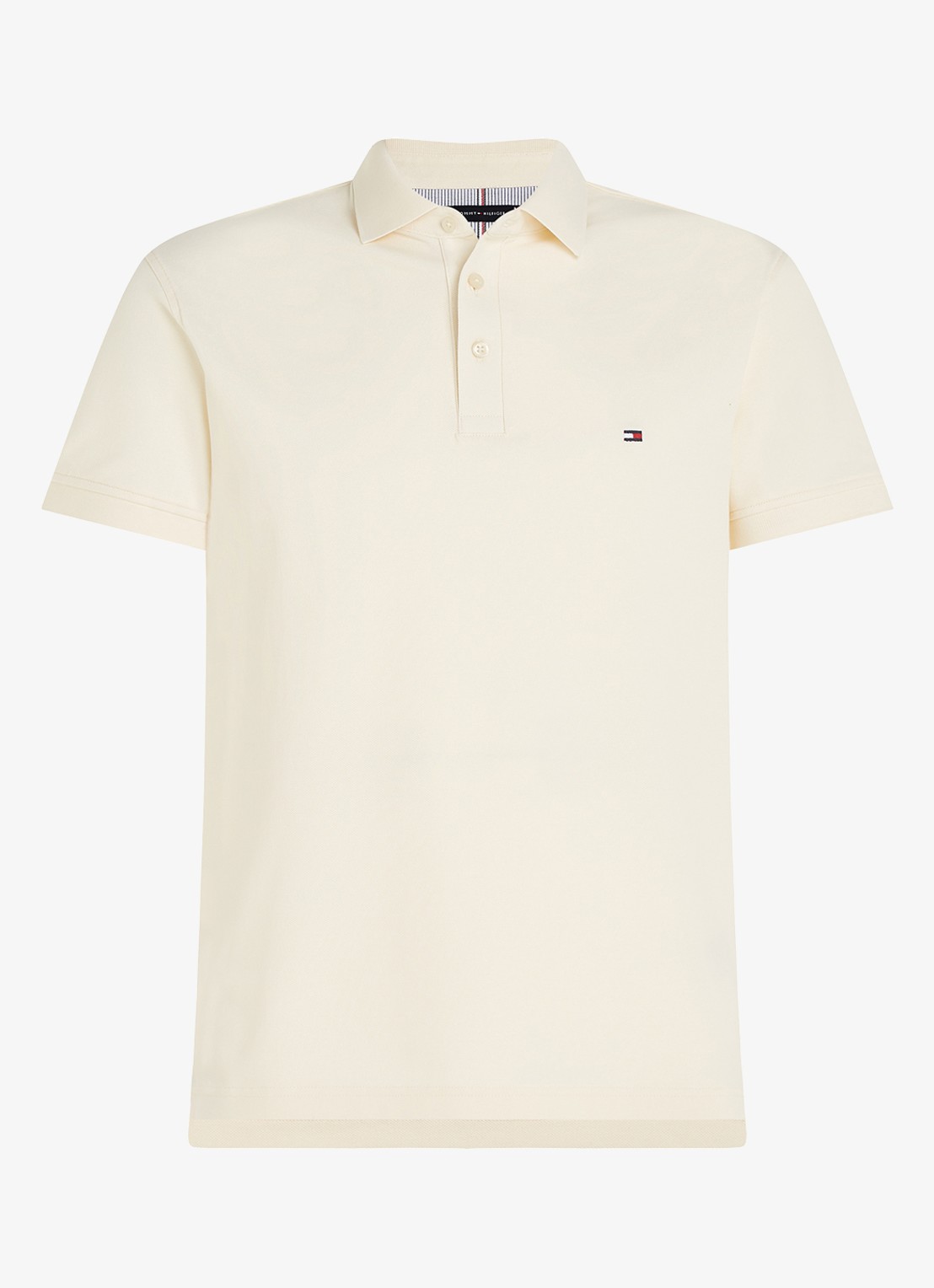 Tommy Hilfiger 1985 slim fit polo met logoborduring - voorkant 5 calico  / beige