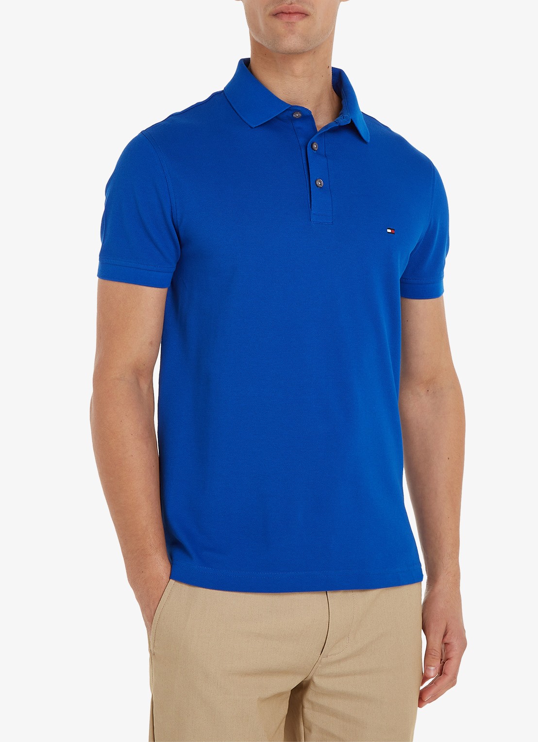 Tommy Hilfiger 1985 slim fit polo met logoborduring - detail 2 ultra blue / blauw