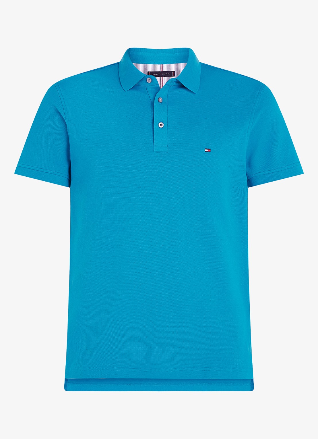 Tommy Hilfiger 1985 slim fit polo met logoborduring - voorkant 4 surf blue / blauw