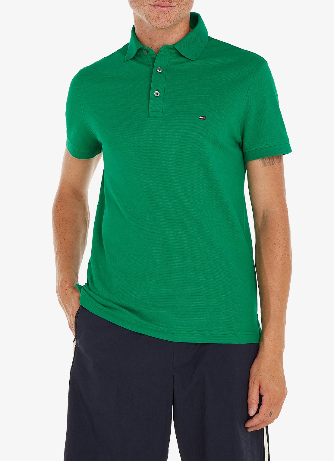 Tommy Hilfiger 1985 slim fit polo met logoborduring - detail olympic green / groen