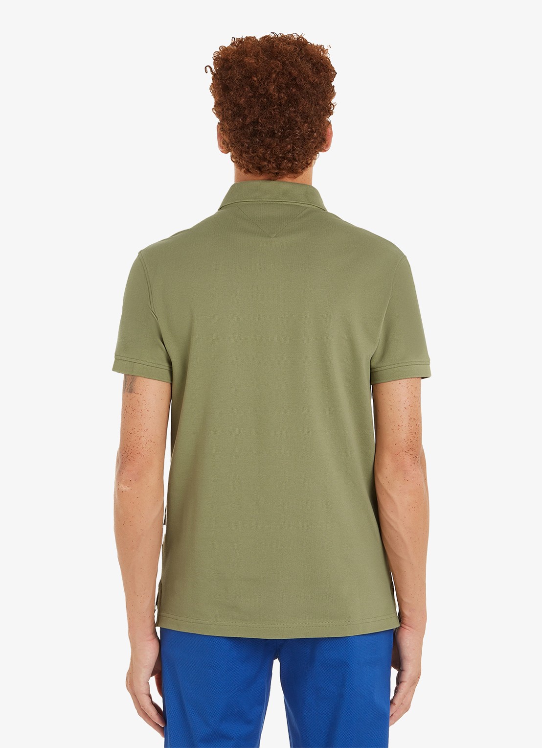 Tommy Hilfiger 1985 slim fit polo met logoborduring - achterkant 5 faded olive / groen