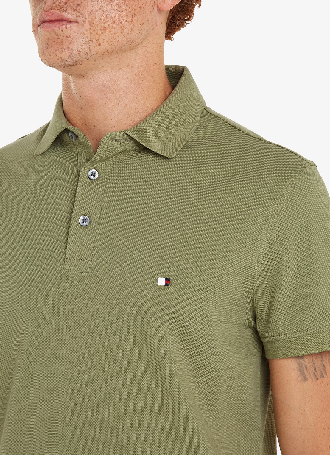 Tommy Hilfiger 1985 slim fit polo met logoborduring - detail 2 faded olive / groen