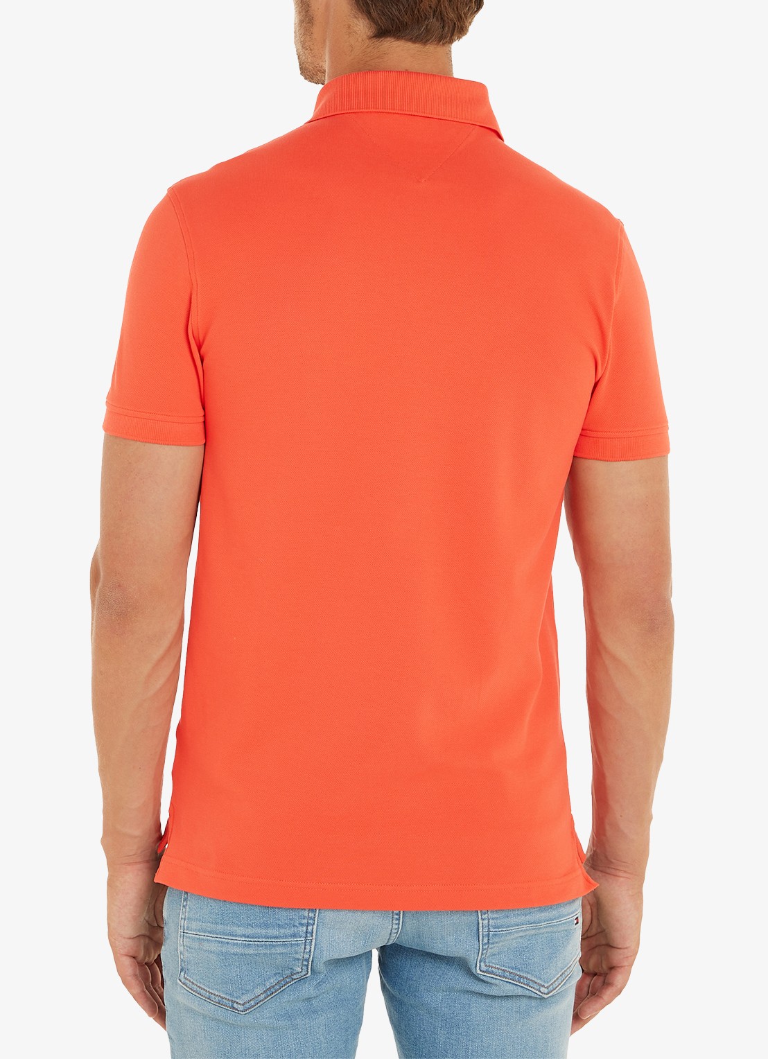 Tommy Hilfiger 1985 slim fit polo met logoborduring - achterkant 4 sun kissed / oranje