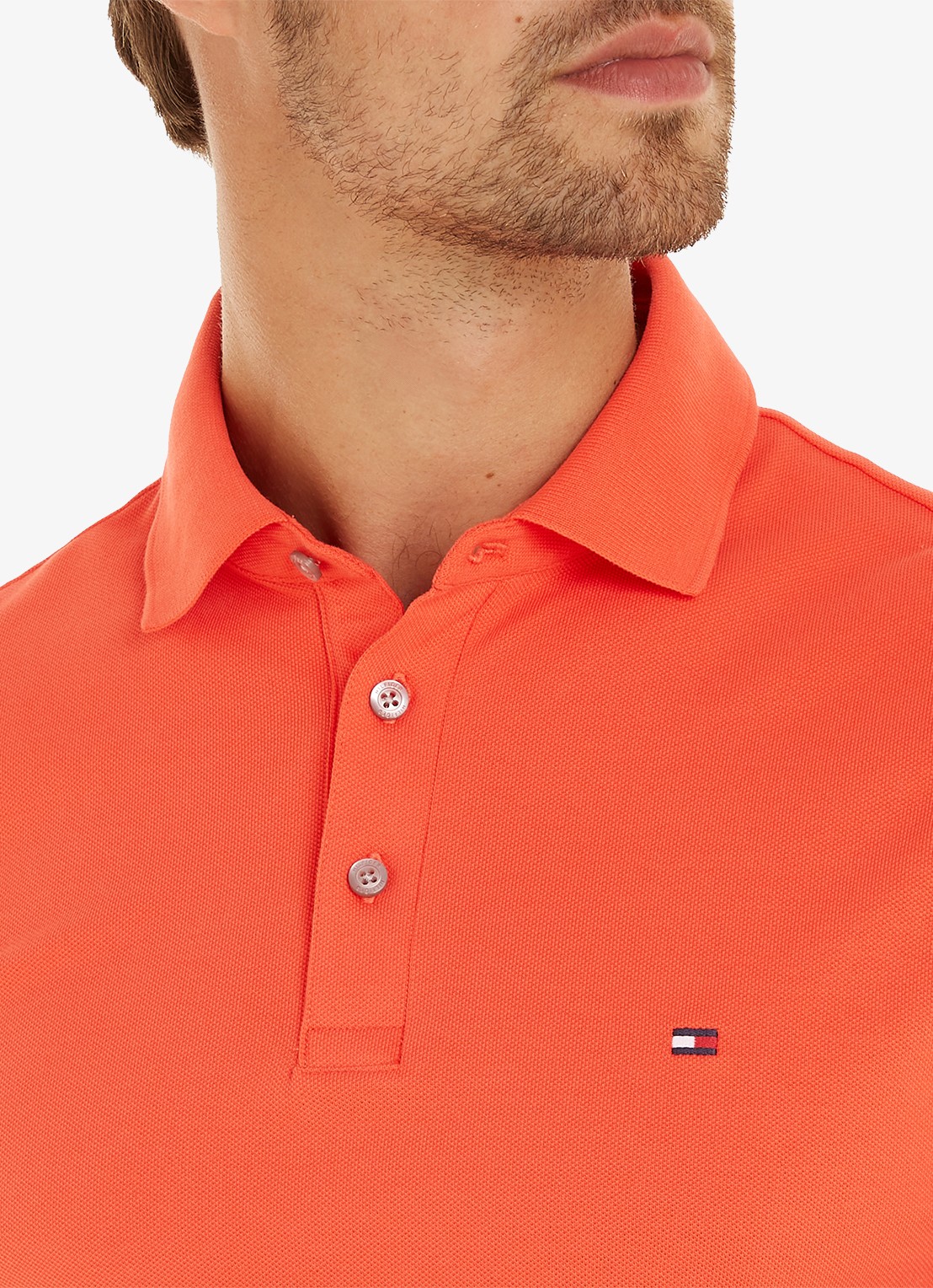 Tommy Hilfiger 1985 slim fit polo met logoborduring - detail 2 sun kissed / oranje