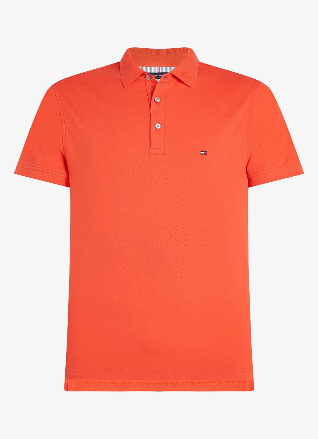 Tommy Hilfiger 1985 slim fit polo met logoborduring - voorkant 5 sun kissed / oranje