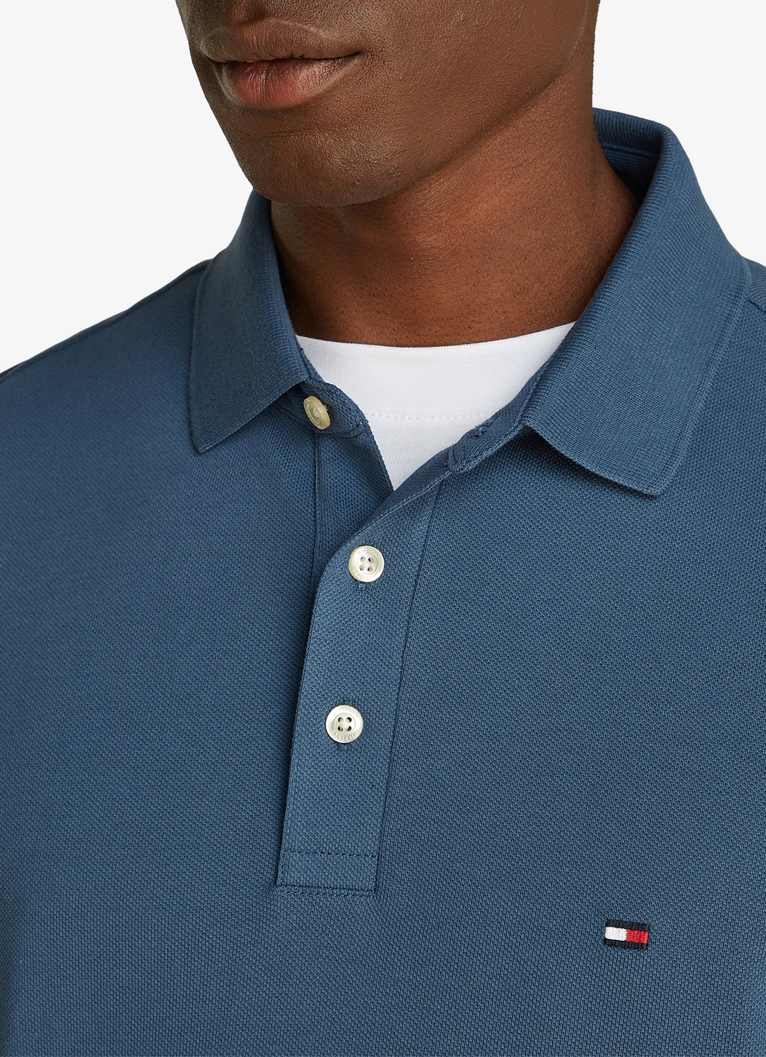 Tommy Hilfiger 1985 slim fit polo met logoborduring - detail 2 aegean sea / blauw