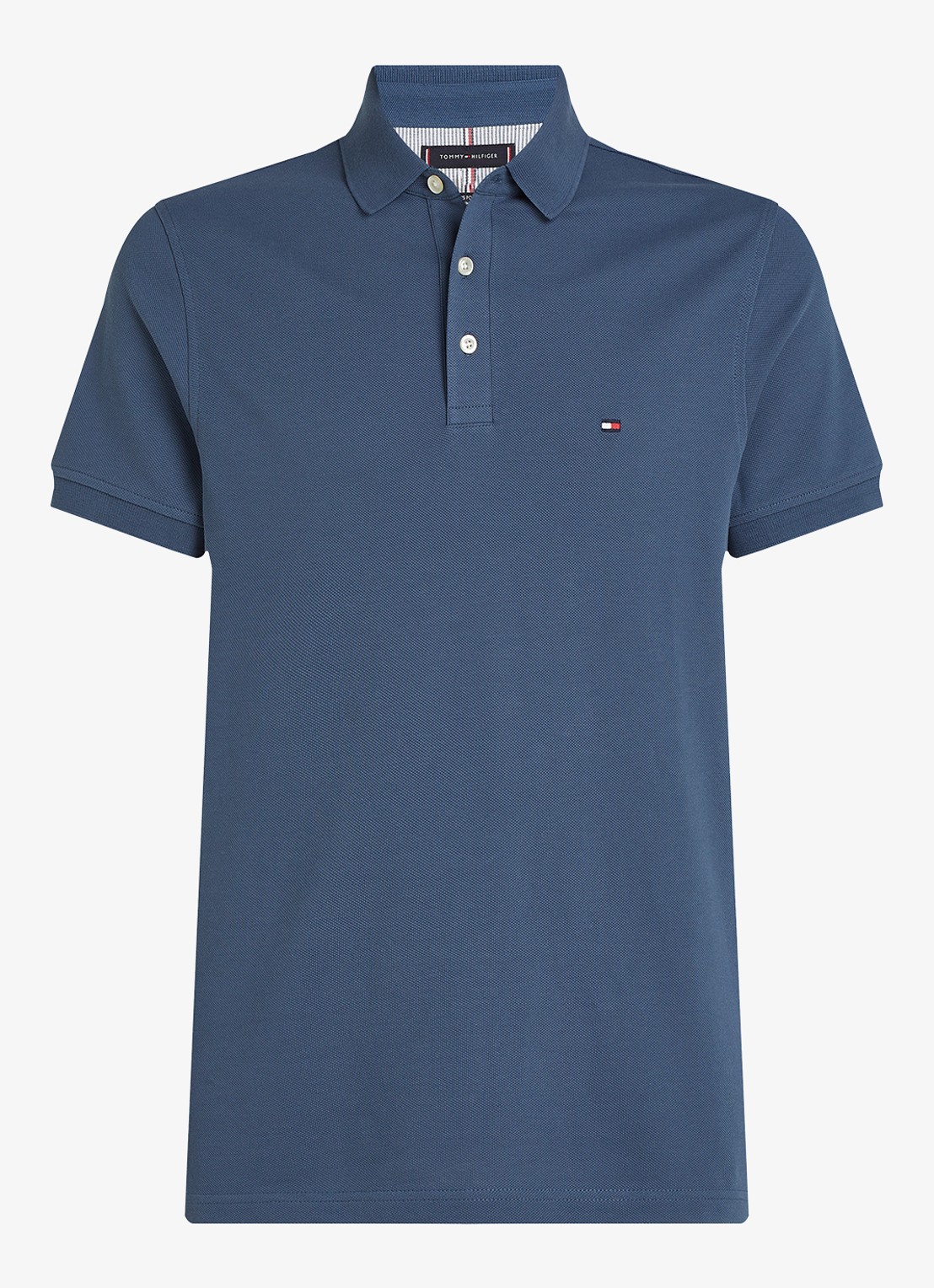 Tommy Hilfiger 1985 slim fit polo met logoborduring - voorkant 5 aegean sea / blauw