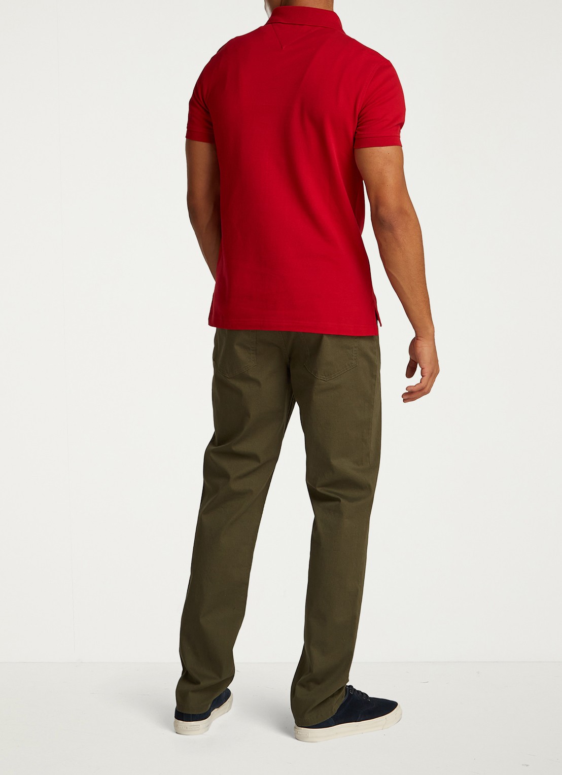 Tommy Hilfiger 1985 slim fit polo met logoborduring - achterkant medium red / rood