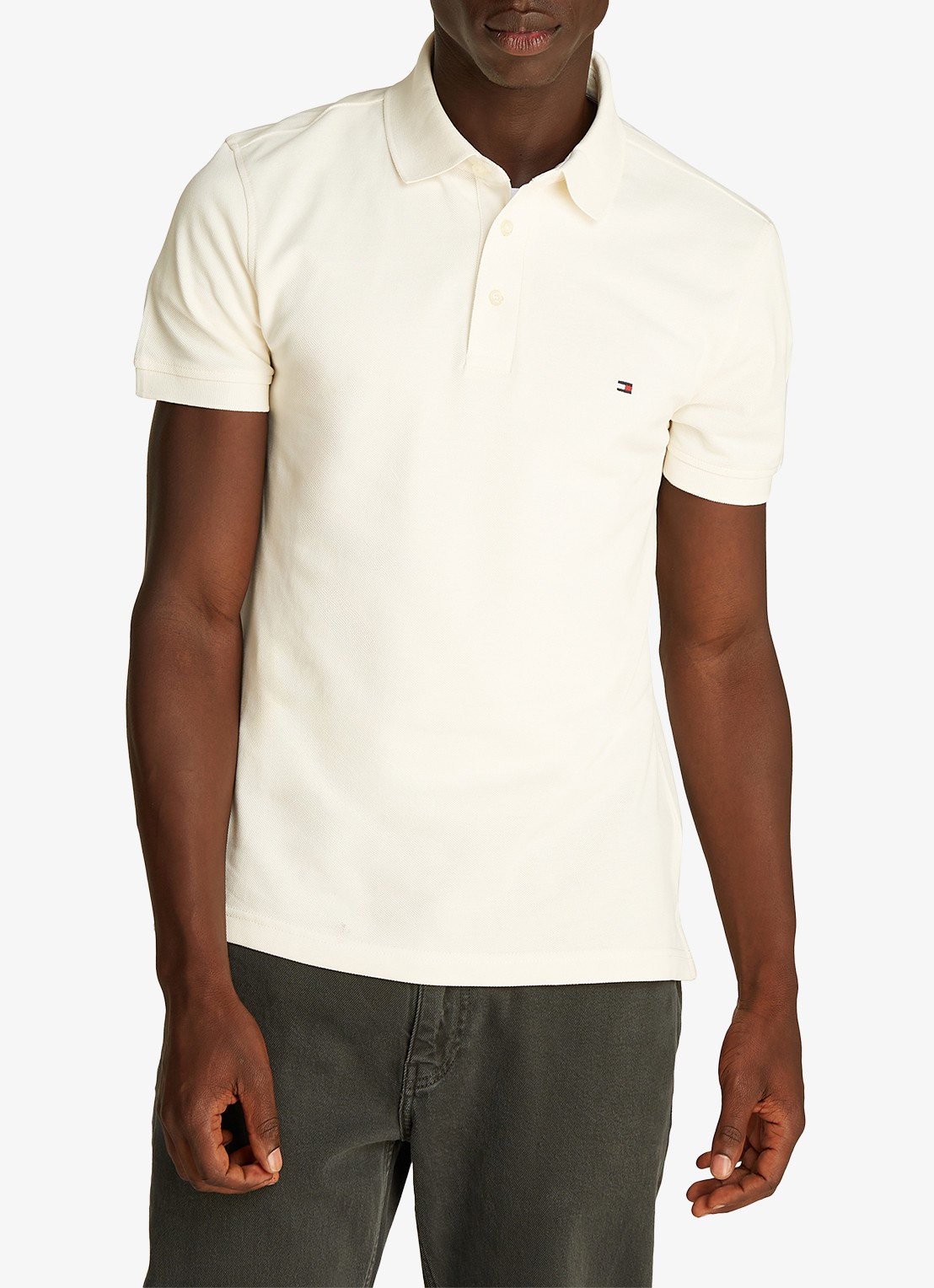 Tommy Hilfiger 1985 slim fit polo met logoborduring - detail 4 ivory petal / geel