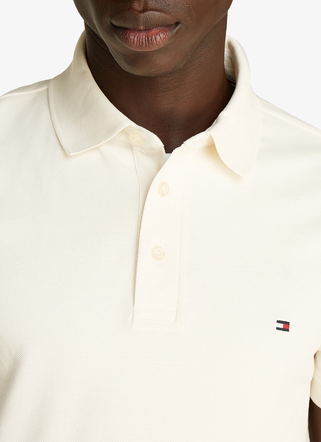 Tommy Hilfiger 1985 slim fit polo met logoborduring - detail 5 ivory petal / geel