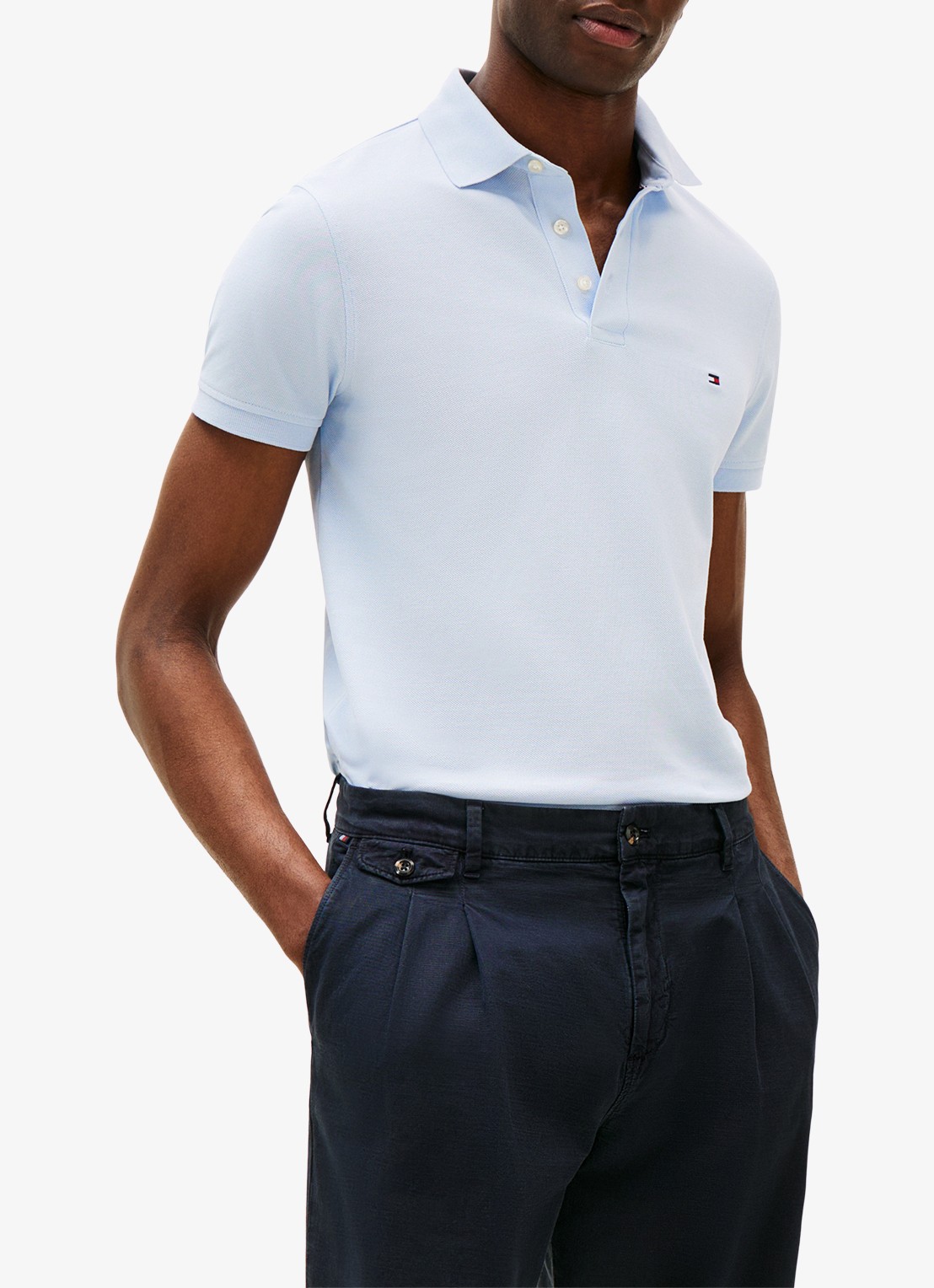 Tommy Hilfiger 1985 slim fit polo met logoborduring - detail 4 breezy blue / blauw