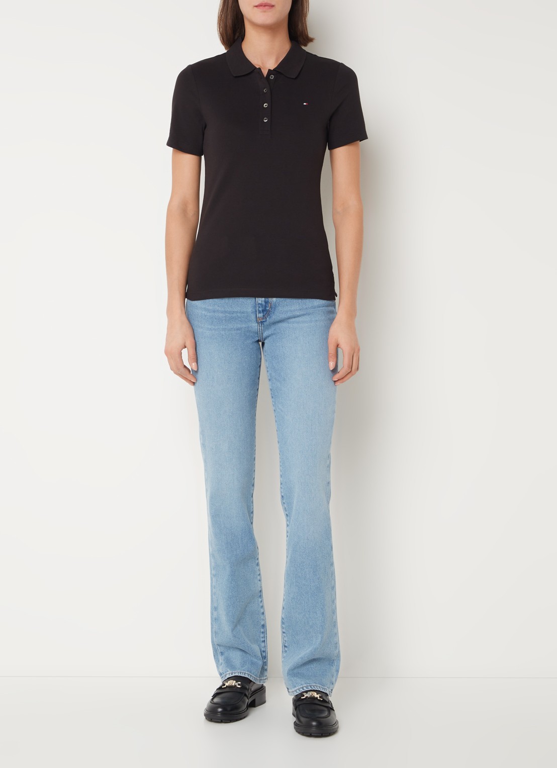 Tommy Hilfiger 1985 slim fit polo van piqué katoen met logo - voorkant 4 zwart