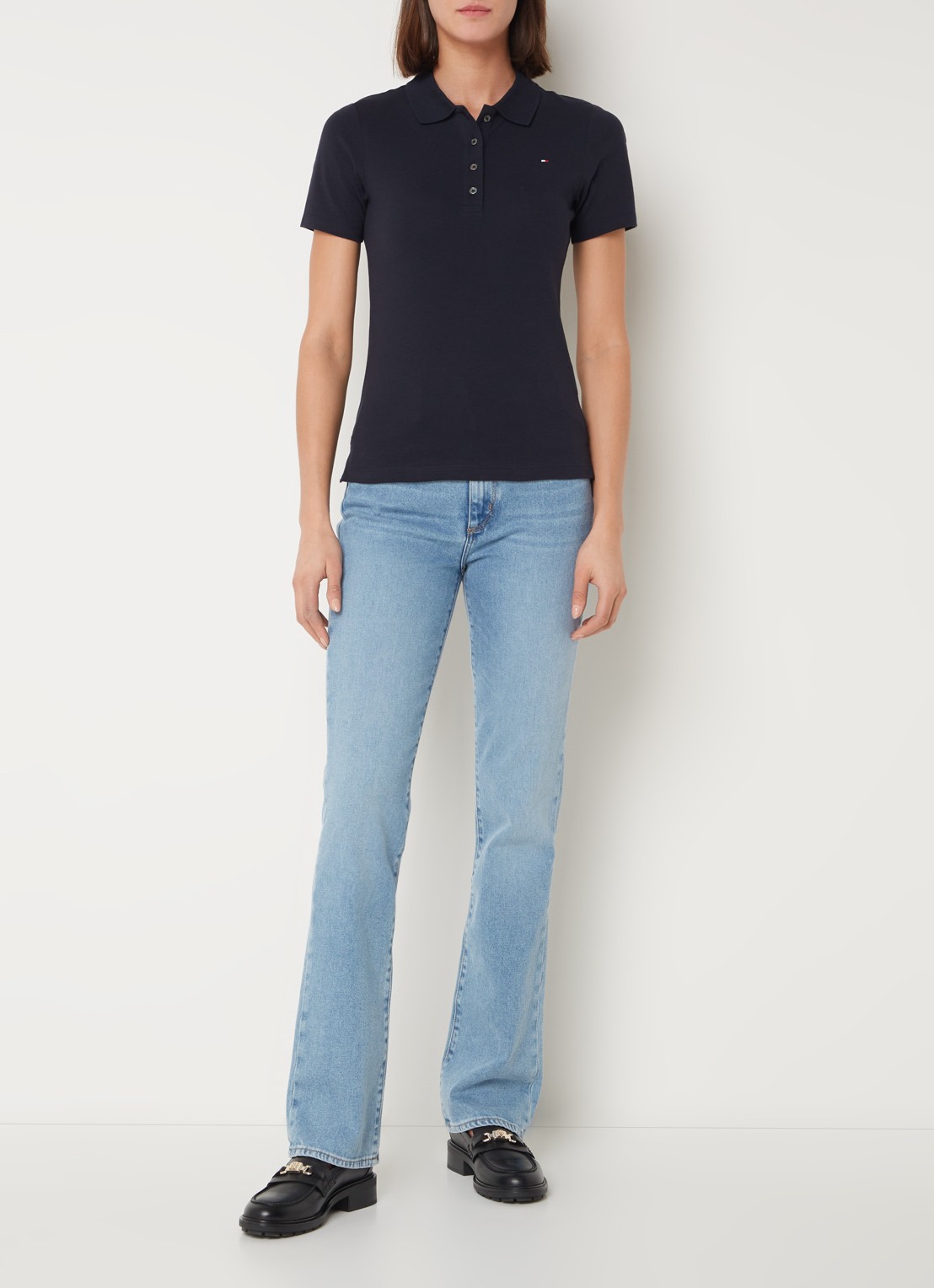 Tommy Hilfiger 1985 slim fit polo van piqué katoen met logo - voorkant 4 donkerblauw