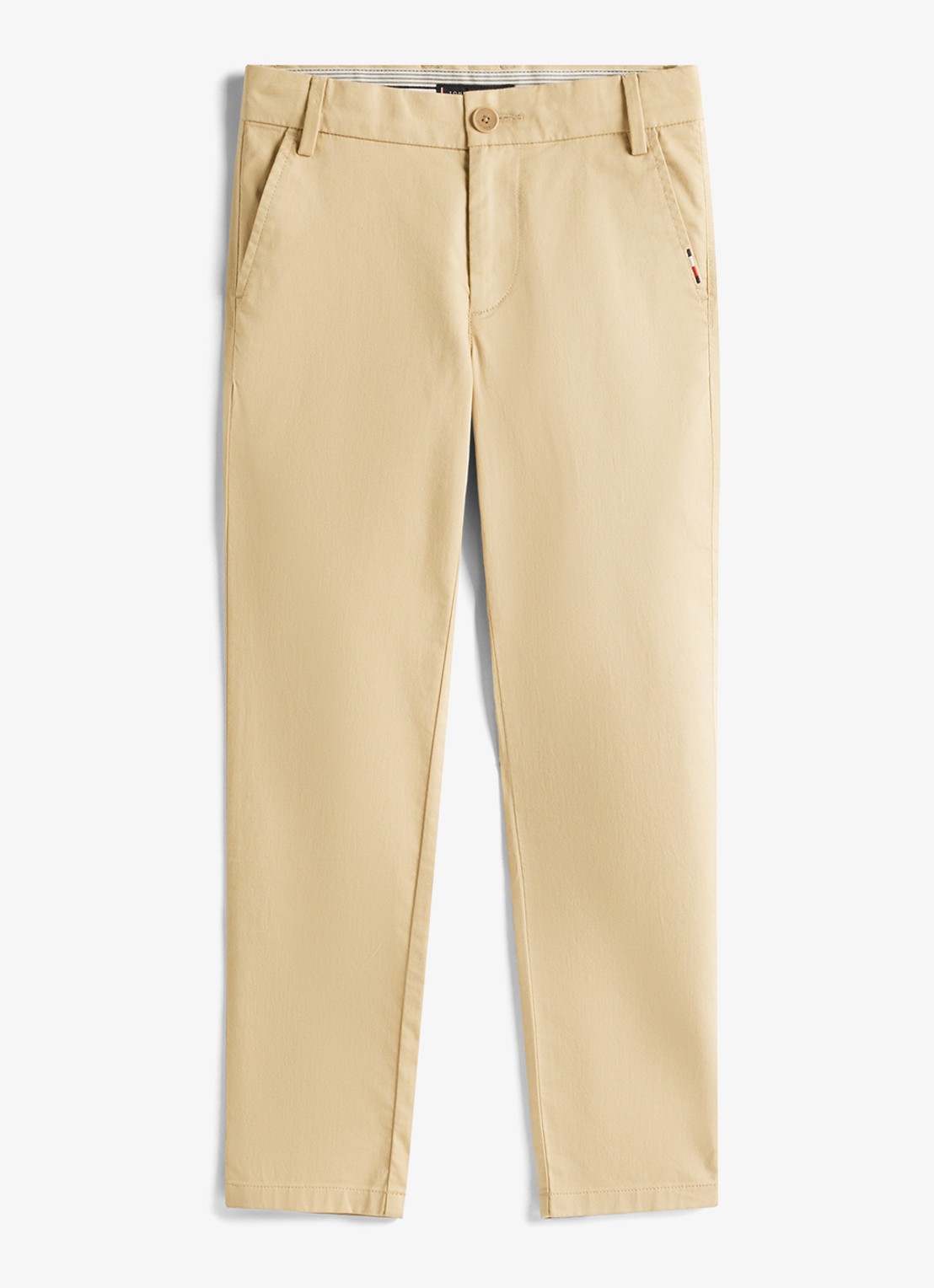 Tommy Hilfiger 1985 straight fit chino met steekzakken - voorkant 3 donkerbeige