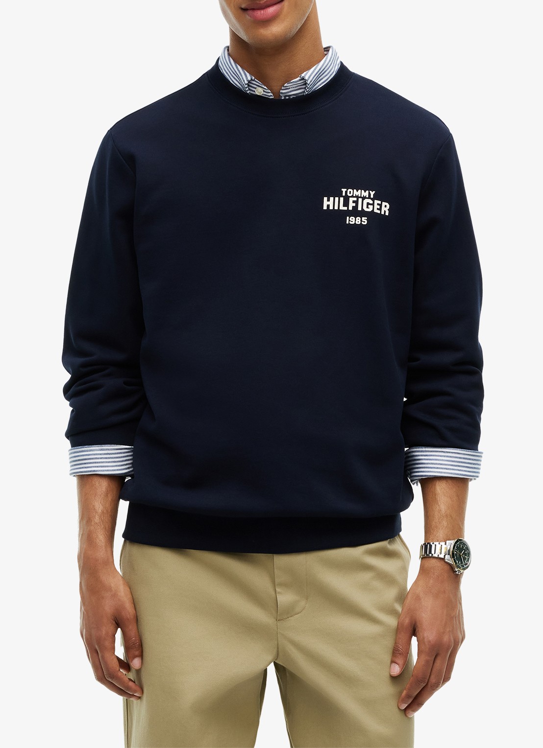 Tommy Hilfiger 1985 Terry sweater met logo  - detail 3 donkerblauw