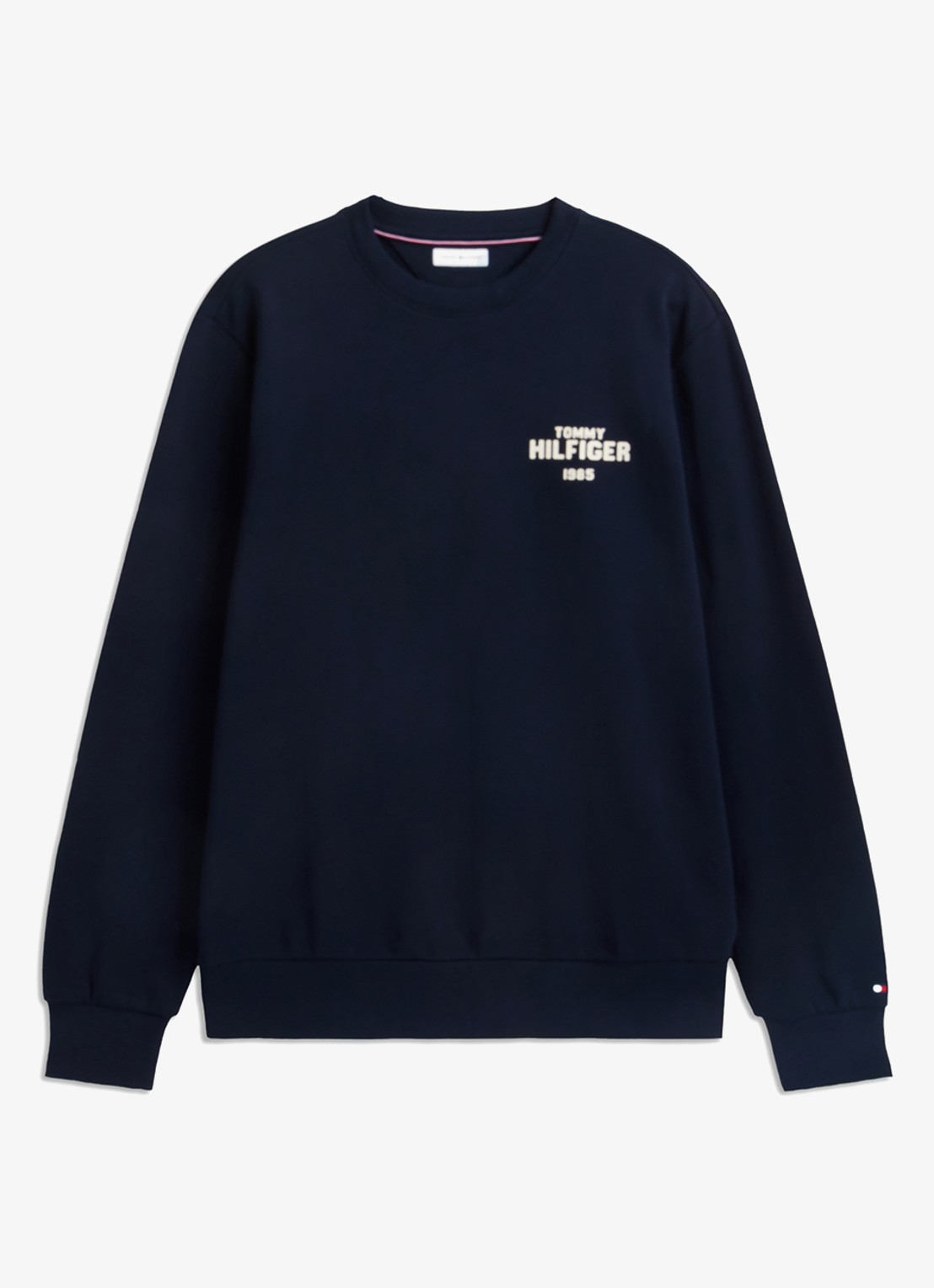 Tommy Hilfiger 1985 Terry sweater met logo  - voorkant donkerblauw