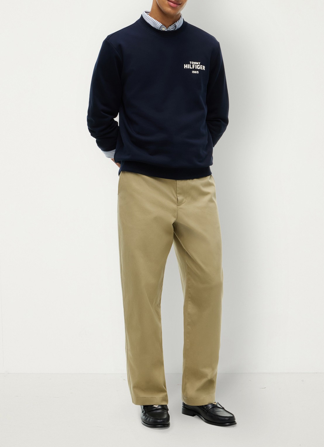 Tommy Hilfiger 1985 Terry sweater met logo  - voorkant 2 donkerblauw