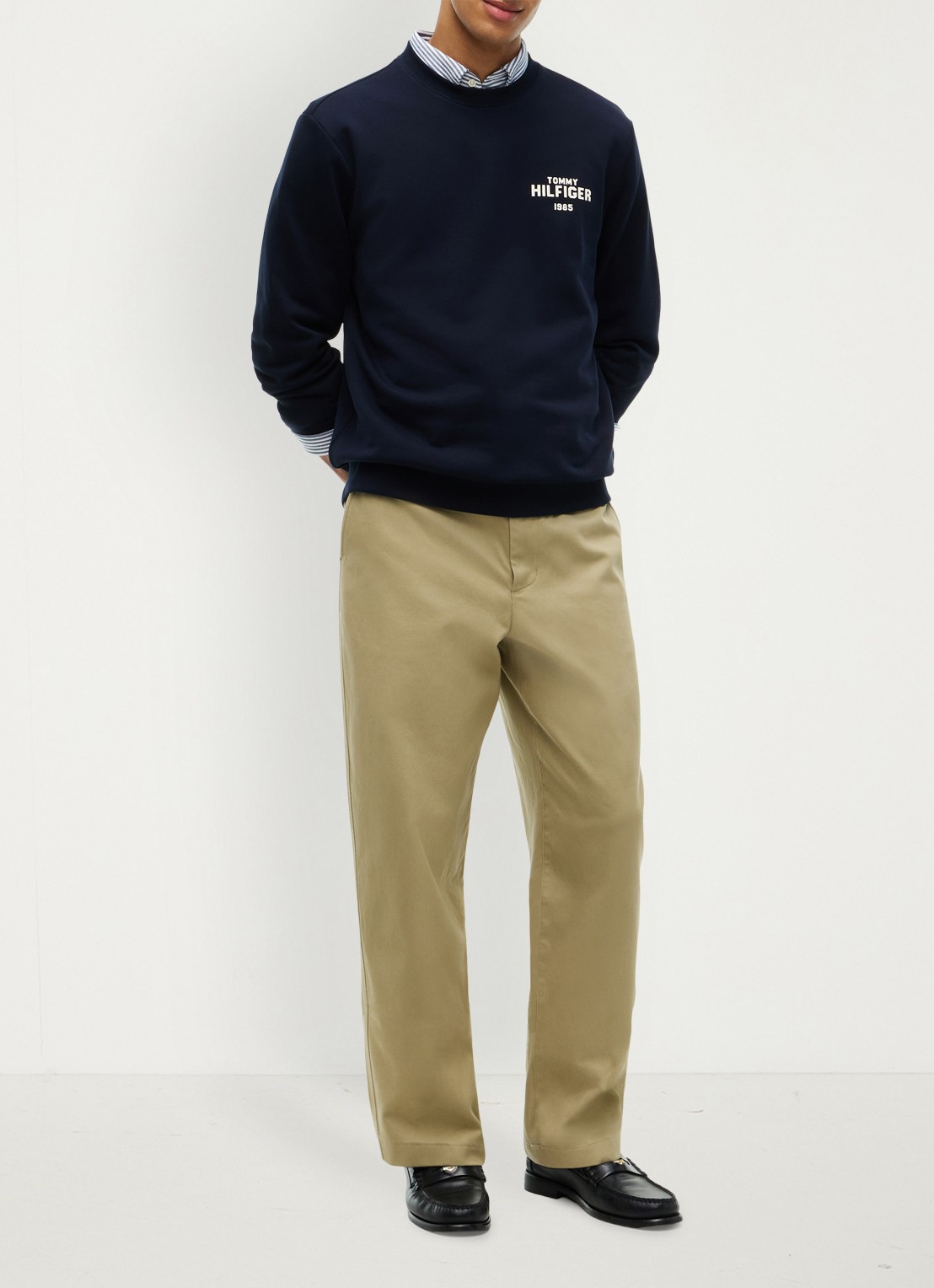 Tommy Hilfiger 1985 Terry sweater met logo  - voorkant 4 donkerblauw