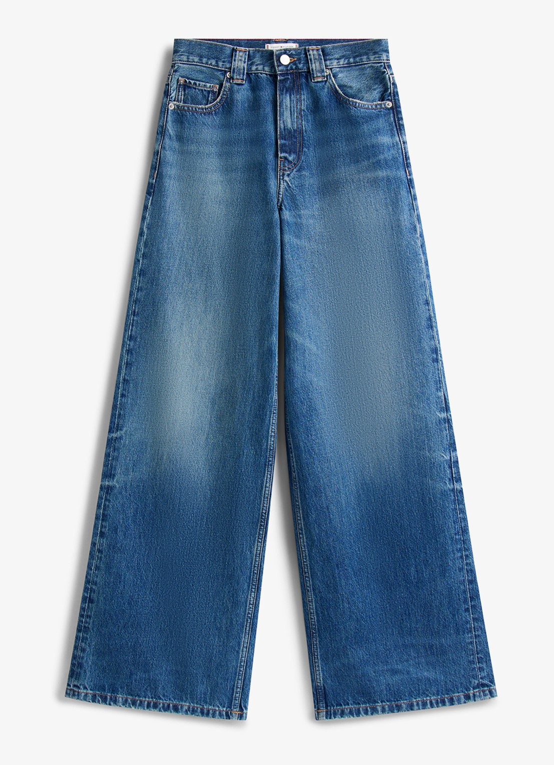 Tommy Hilfiger 70s high waist wide leg jeans met steekzakken - voorkant blauw