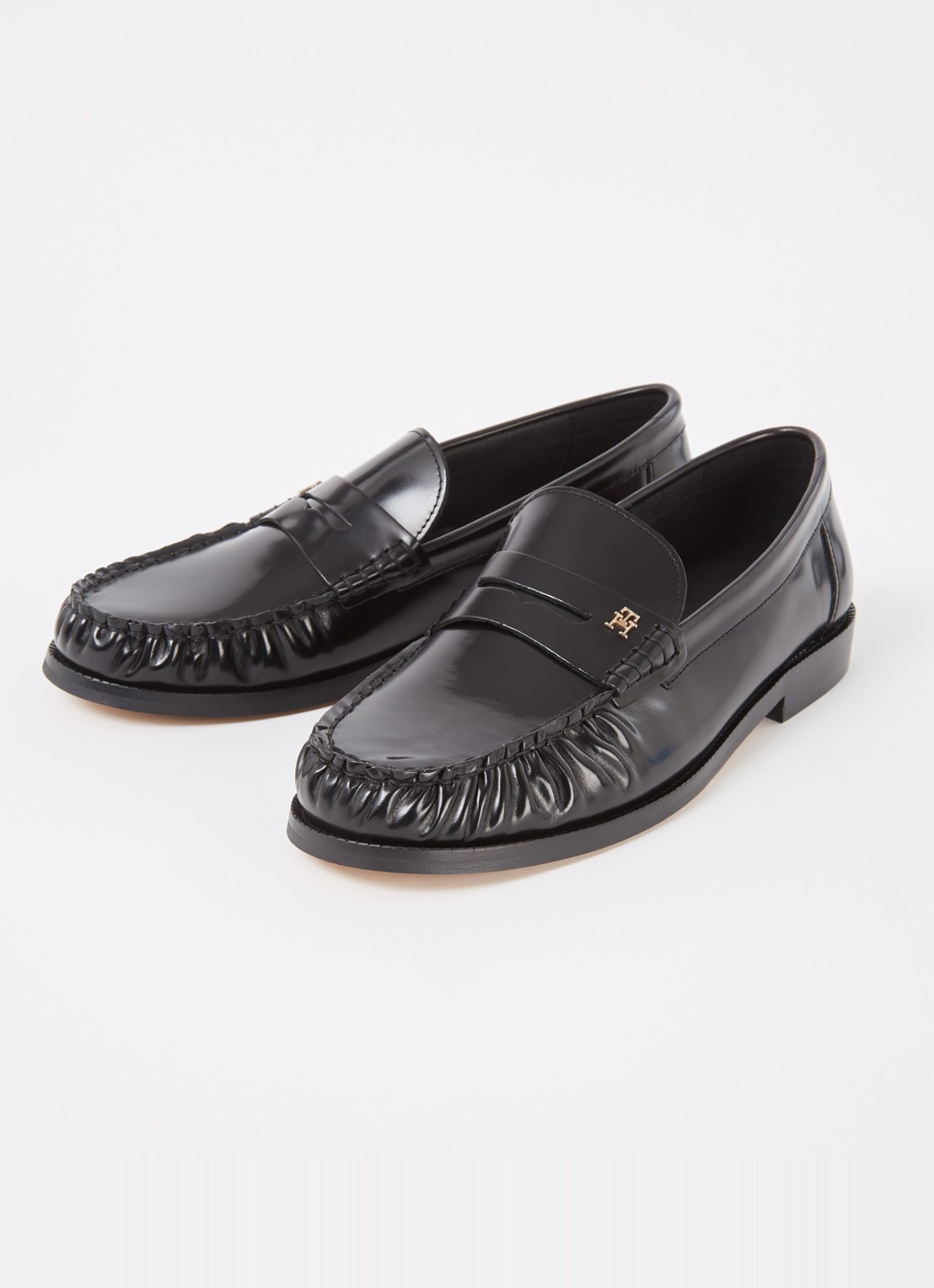 Tommy Hilfiger Abrasivato loafer van leer - detail zwart