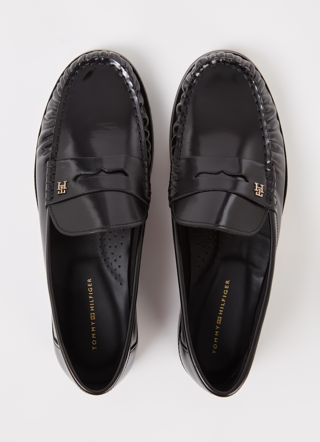 Tommy Hilfiger Abrasivato loafer van leer - detail 2 zwart