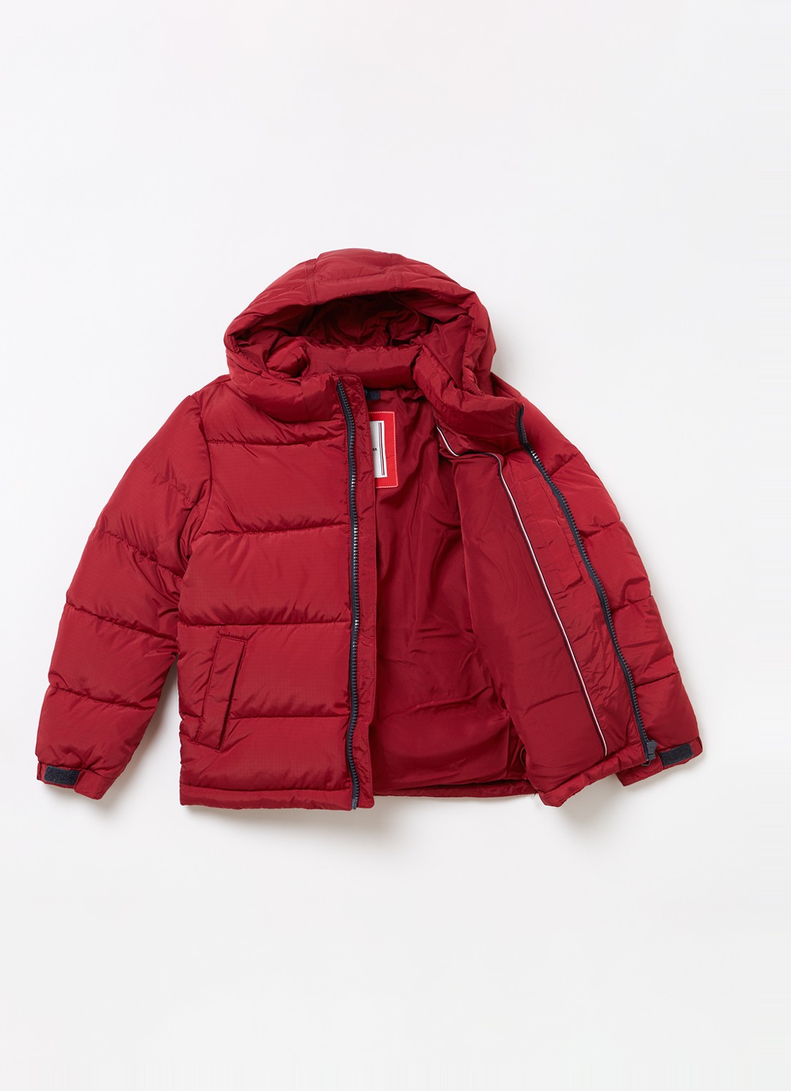 Tommy Hilfiger Alaska gewatteerde jas met afneembaar capuchon - voorkant 2 donkerrood