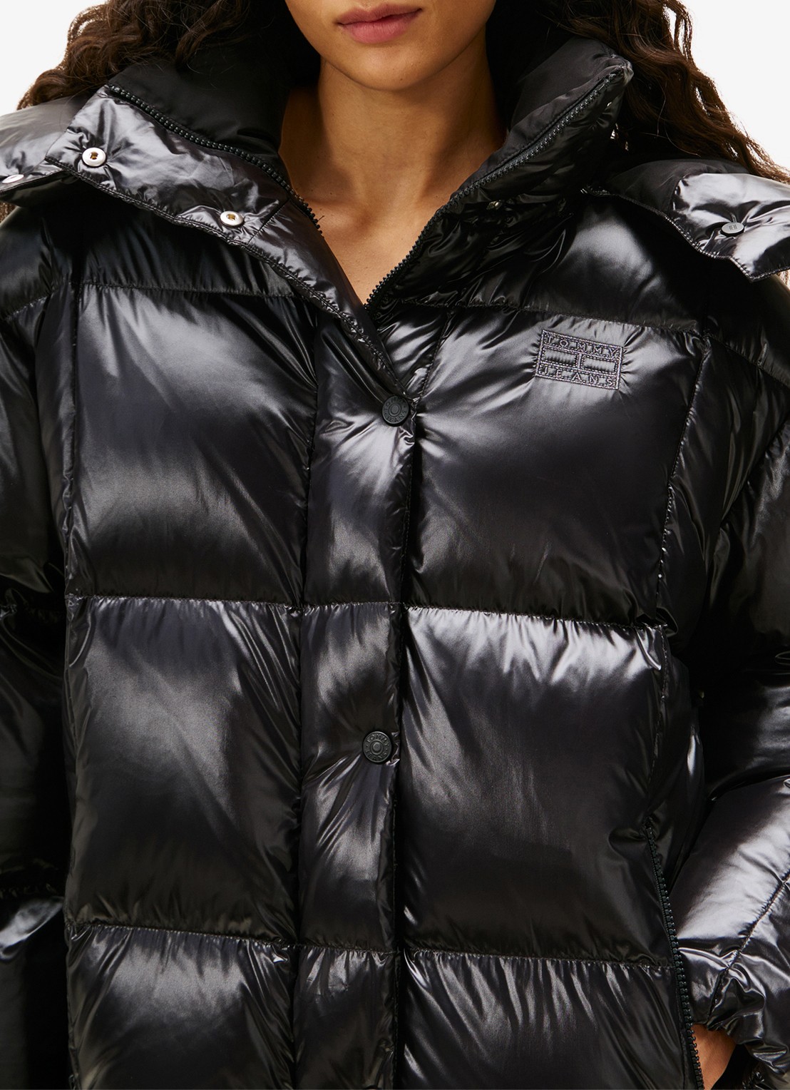 Tommy Hilfiger Alaska longline puffer jas met steekzakken - detail 3 zwart