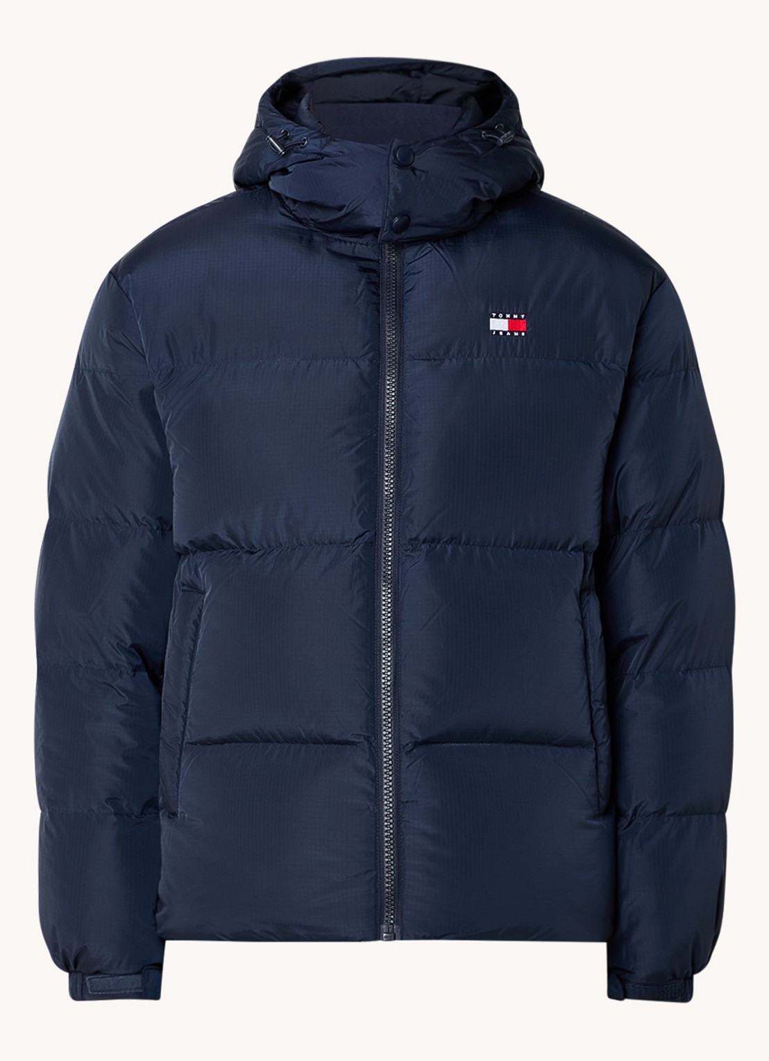 Tommy Hilfiger Alaska puffer jack met donsvulling en afneembare capuchon - voorkant 3 donkerblauw