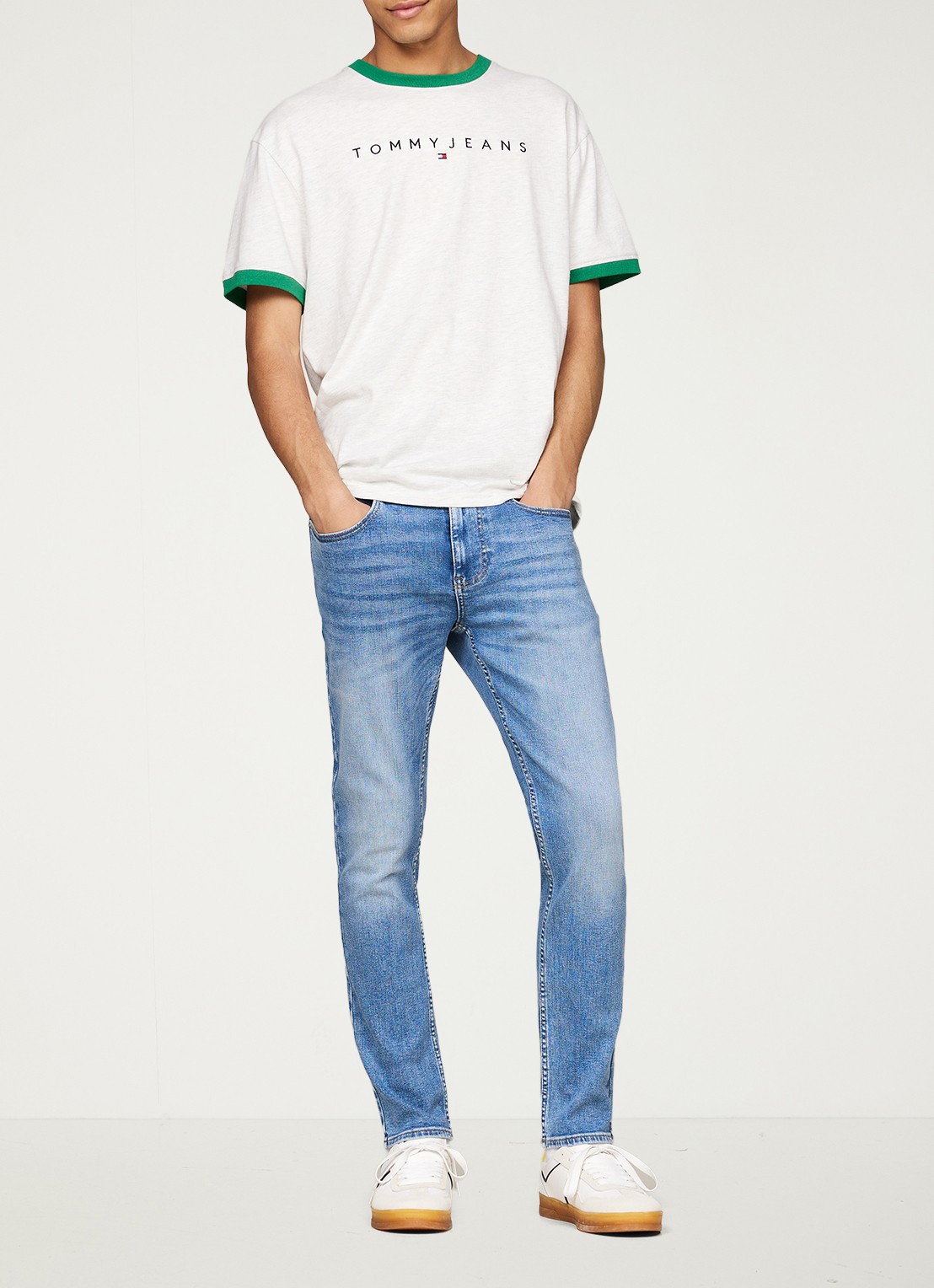 Tommy Hilfiger Austin slim fit jeans met lichte wassing - voorkant 2 indigo