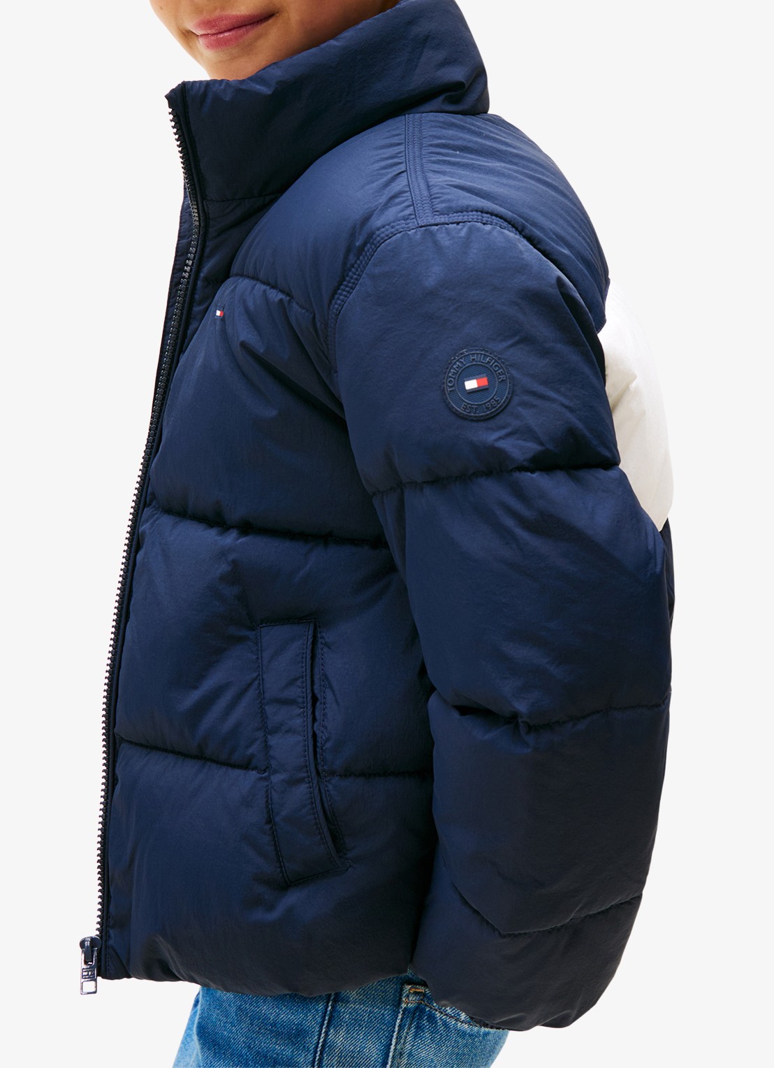Tommy Hilfiger Back Flag puffer jas met logo - detail 4 donkerblauw