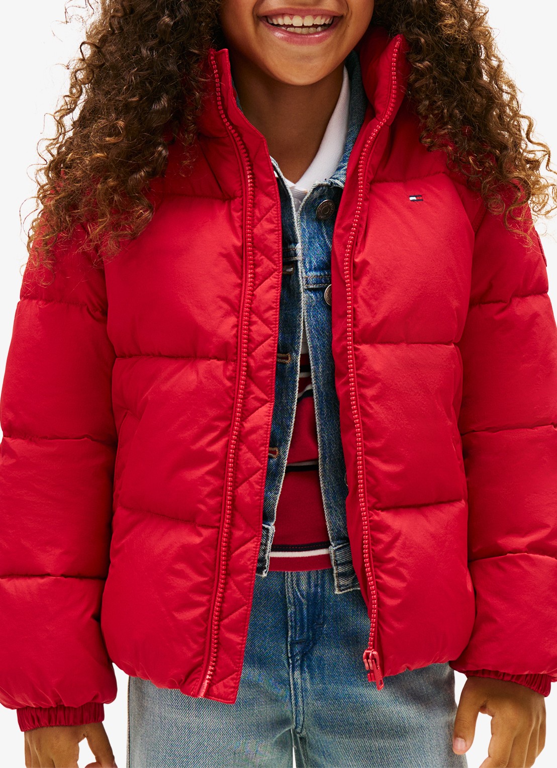 Tommy Hilfiger Back Flag puffer jas met logo - detail 3 rood