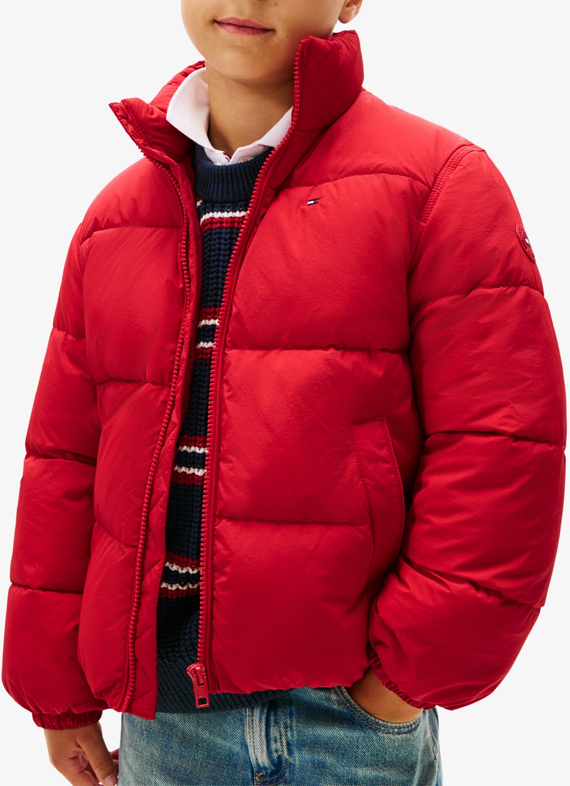 Tommy Hilfiger Back Flag puffer jas met logo - detail 5 rood