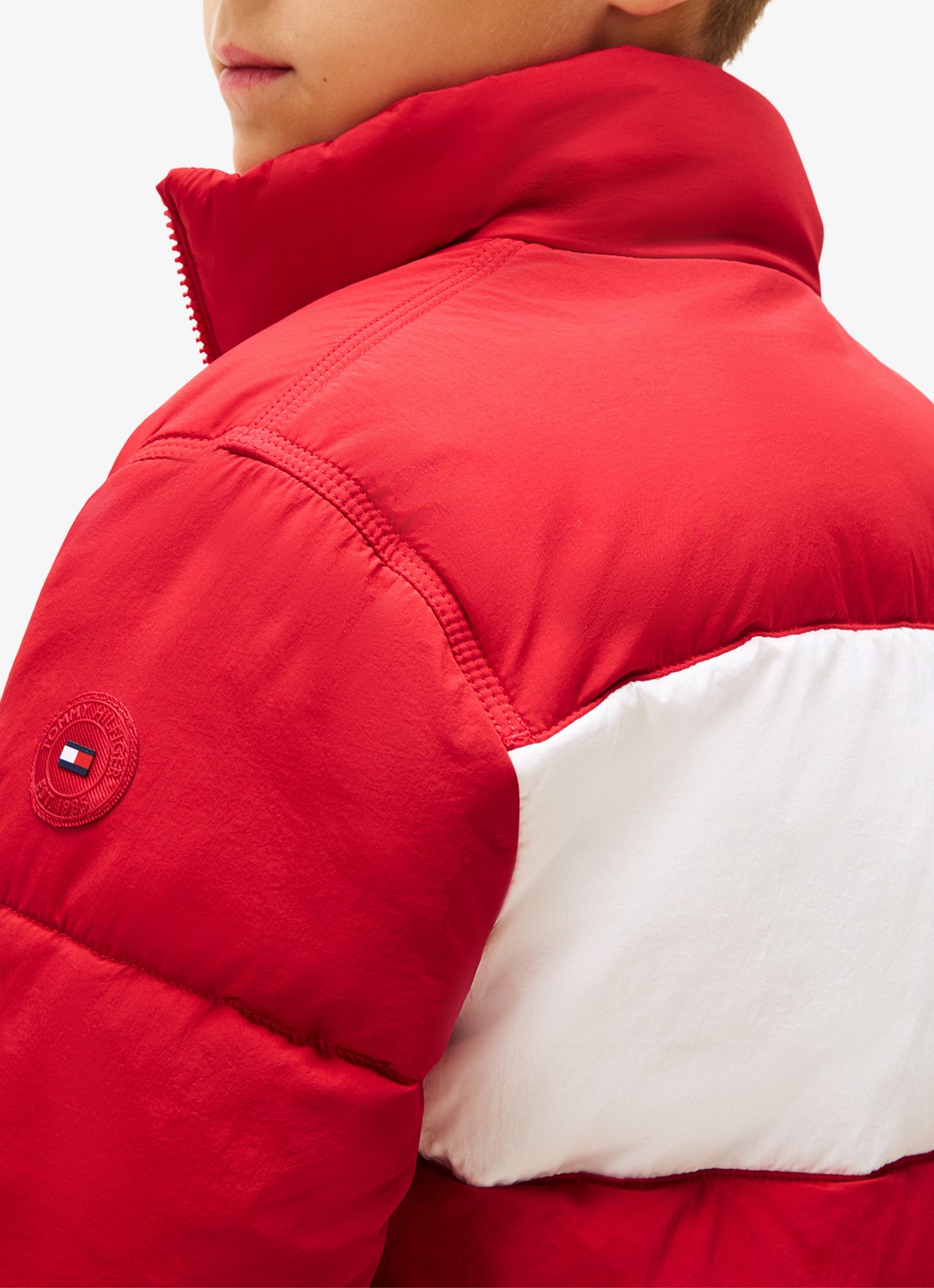 Tommy Hilfiger Back Flag puffer jas met logo - detail 6 rood