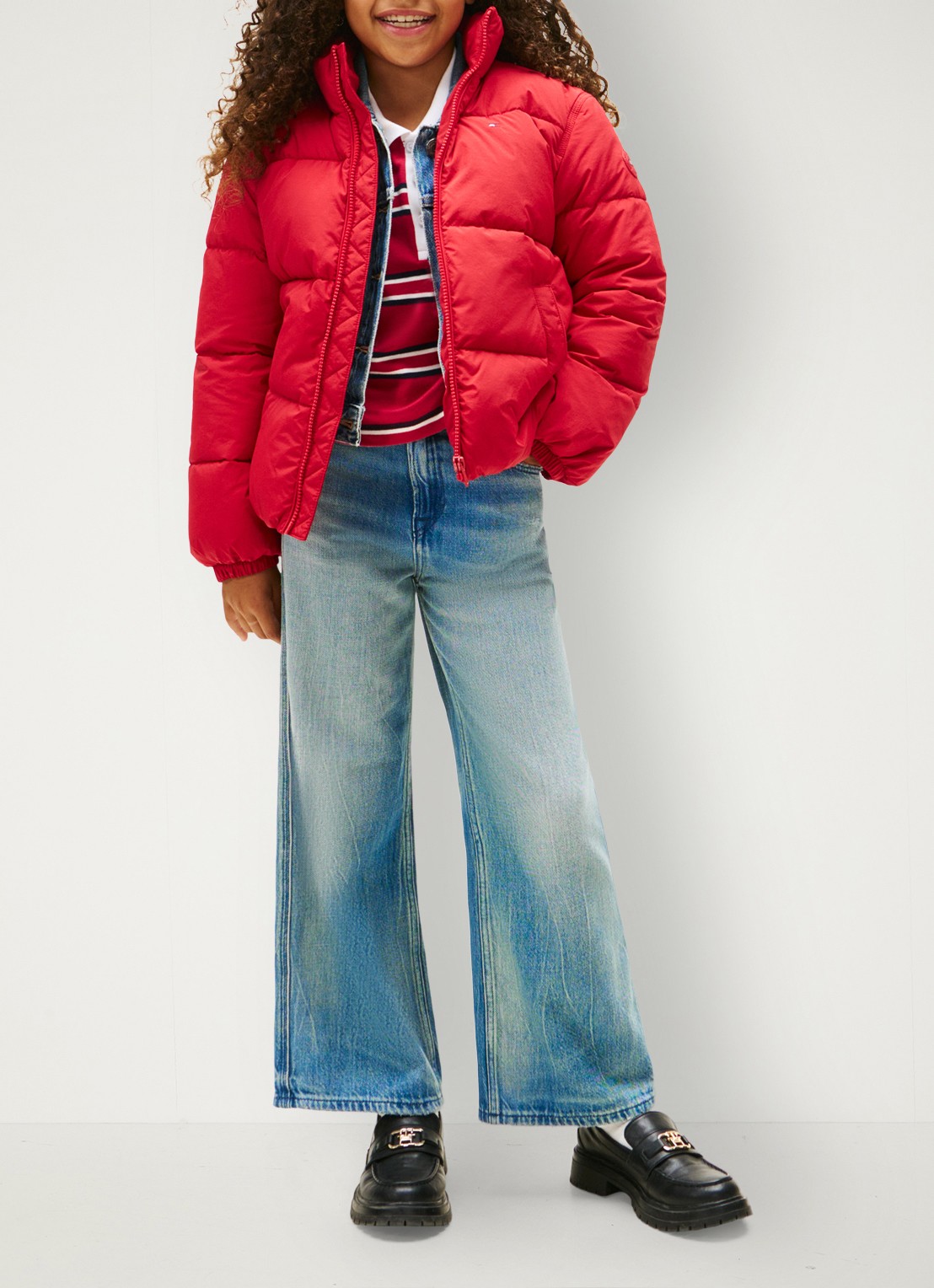 Tommy Hilfiger Back Flag puffer jas met logo - voorkant 2 rood