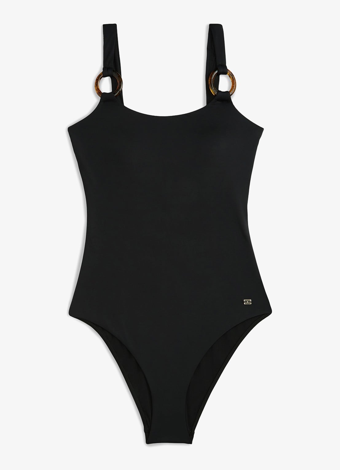 Tommy Hilfiger Badpak met cut-out detail - voorkant 3 zwart