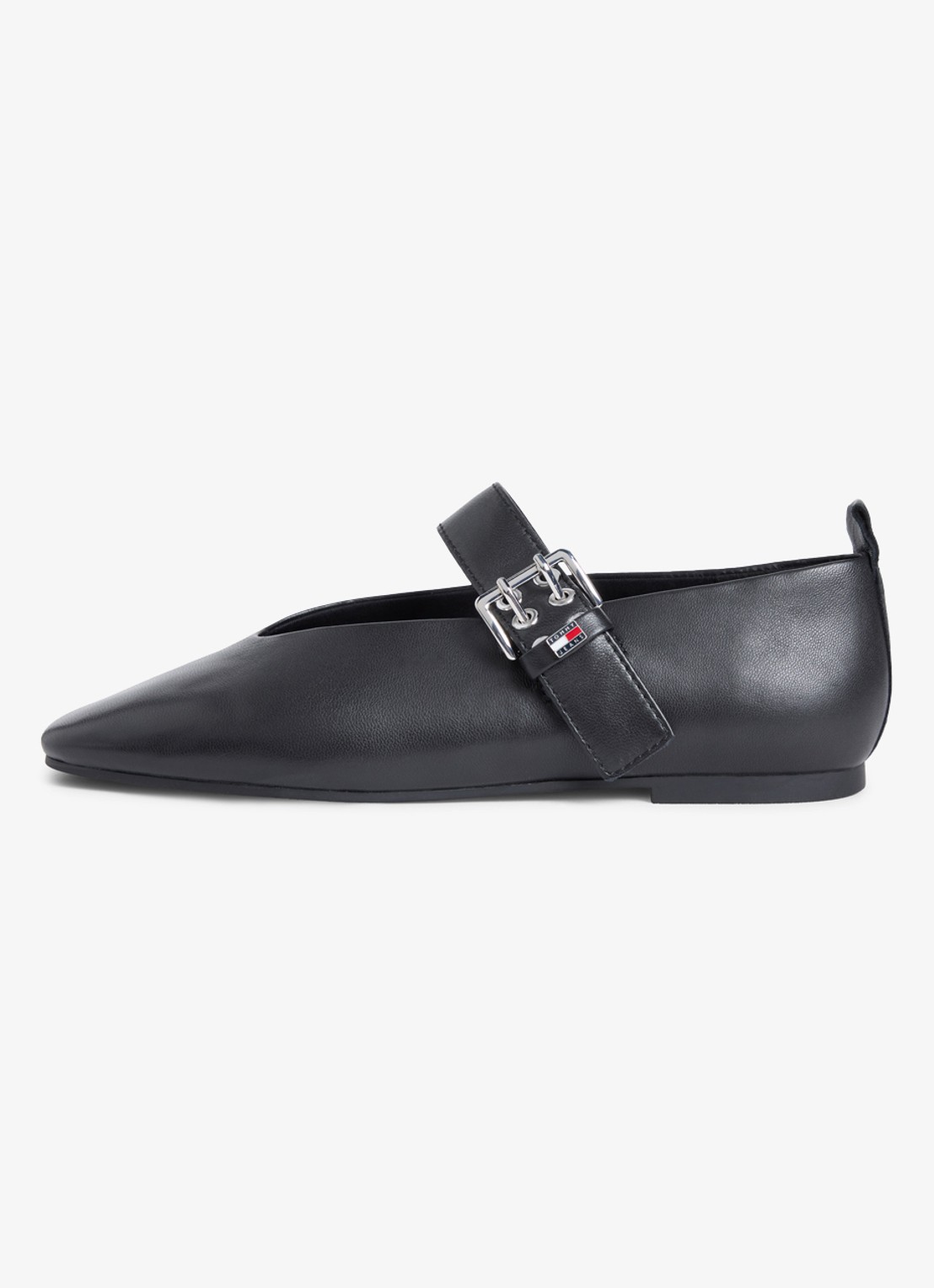 Tommy Hilfiger Ballerina van schapenleer - voorkant 2 zwart