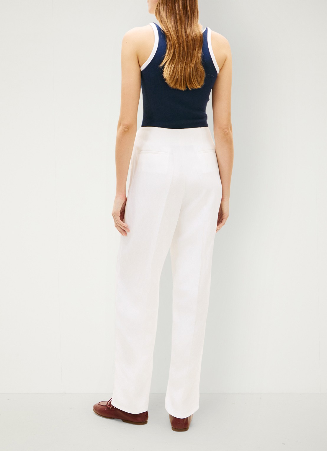 Tommy Hilfiger Barrel high waist pantalon in linnenblend - achterkant wit