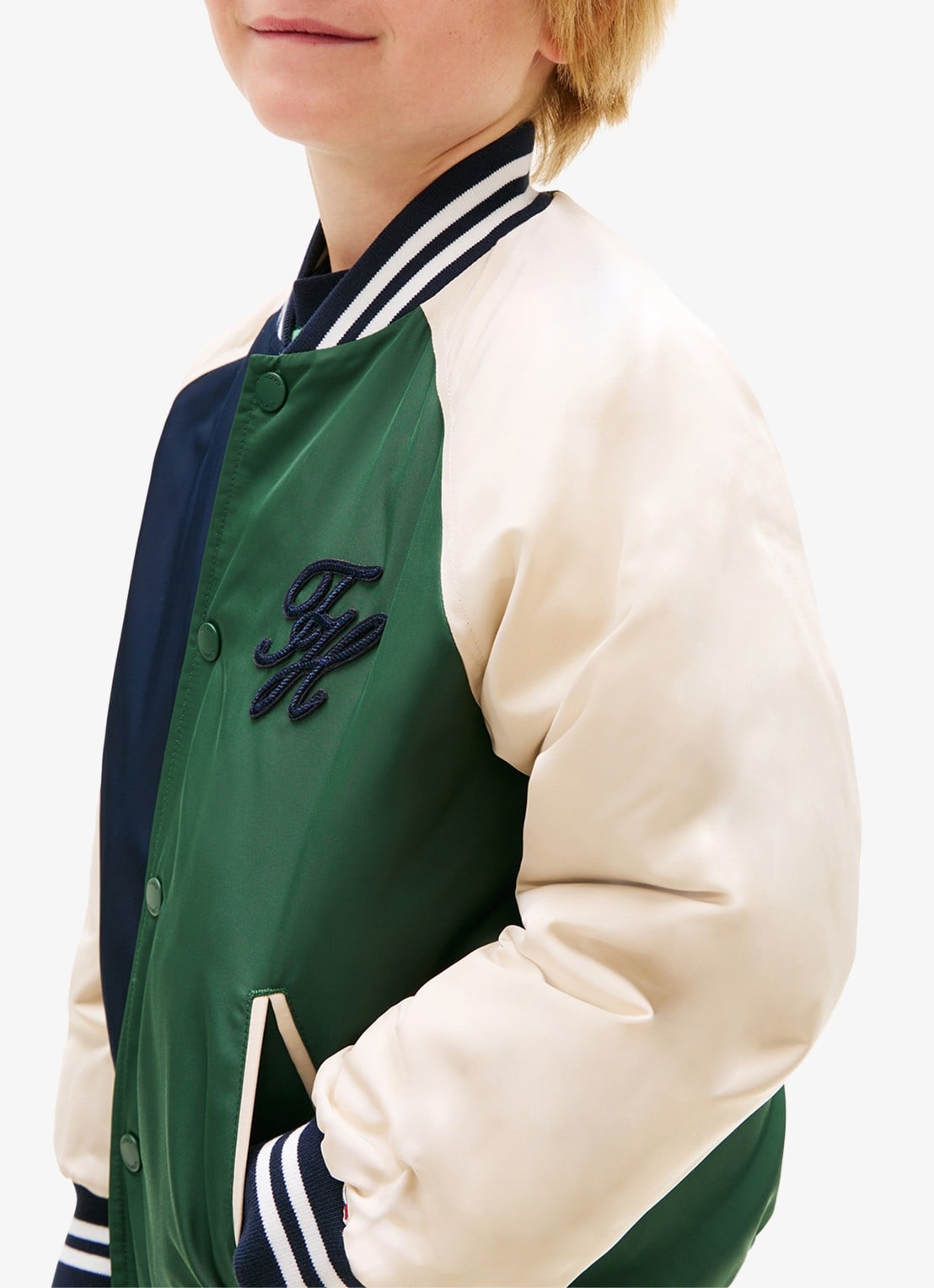Tommy Hilfiger Baseball jack met logo - detail 2 beige