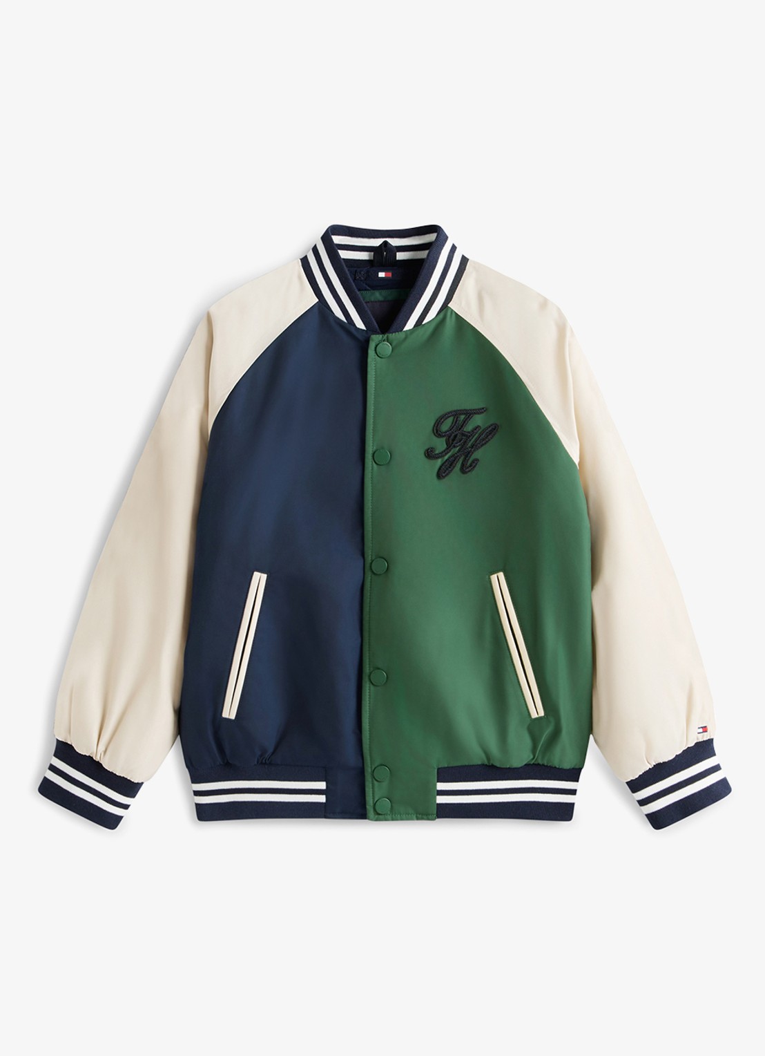 Tommy Hilfiger Baseball jack met logo - voorkant 4 beige