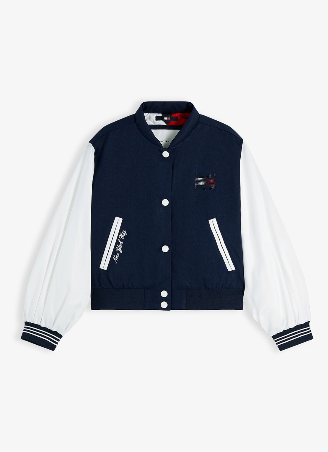 Tommy Hilfiger Baseball jack met logo - voorkant donkerblauw