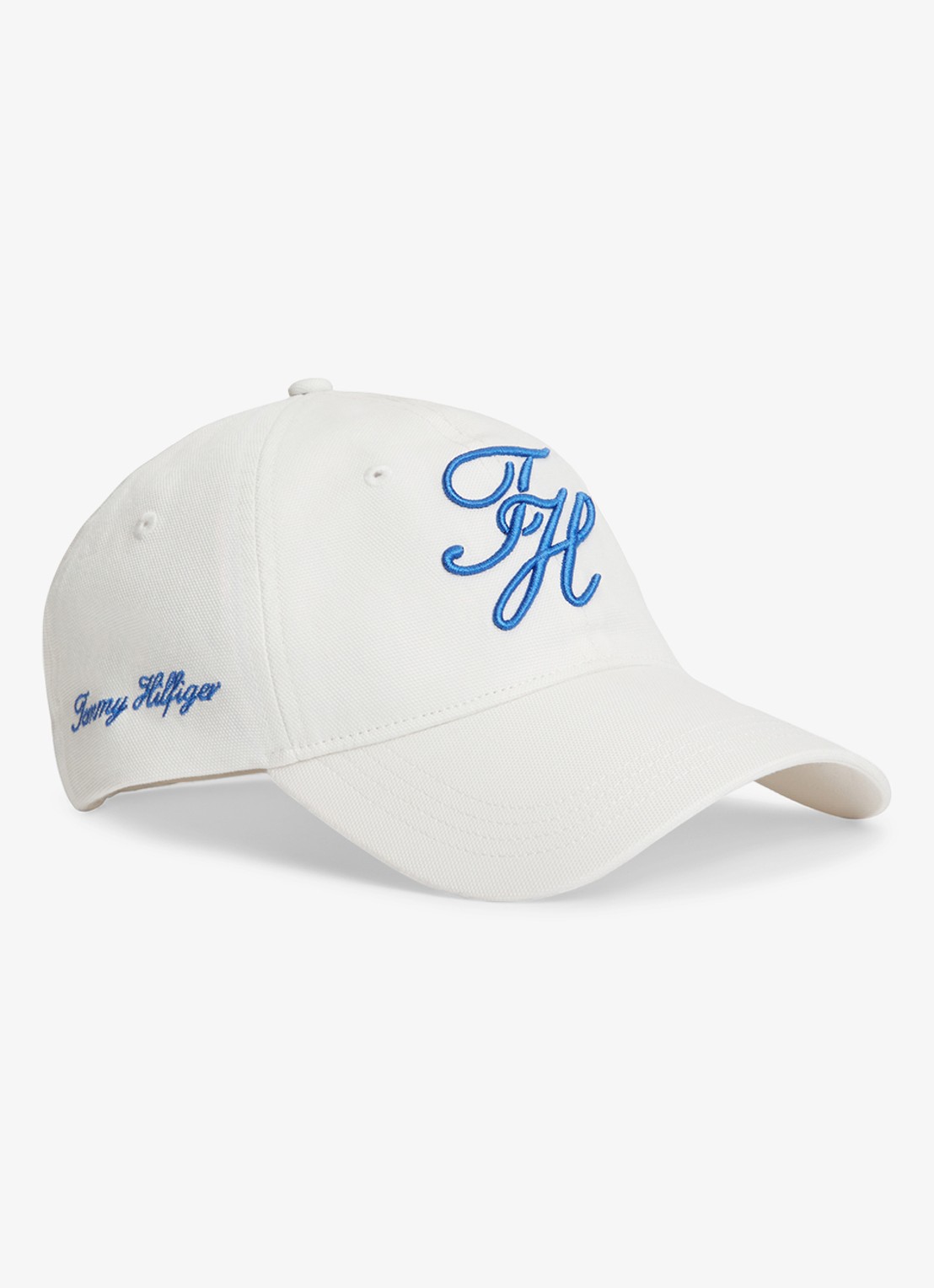 Tommy Hilfiger Baseball pet met logoborduring - voorkant 2 wit