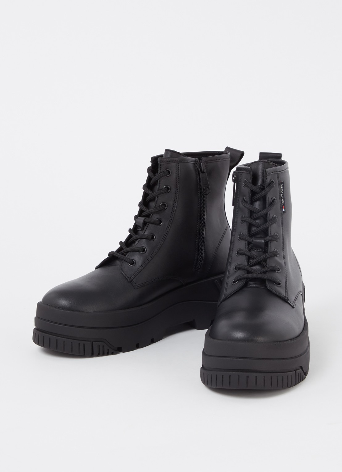 Tommy Hilfiger Biker boot van leer met plateauzool - detail 3 zwart
