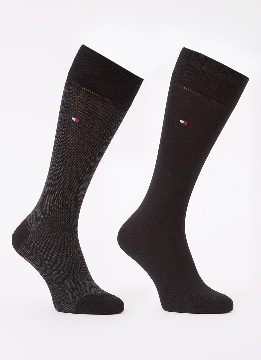 Tommy Hilfiger Birdseye sokken in 2-pack - voorkant 2 zwart
