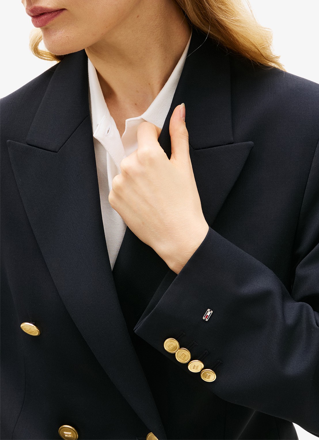 Tommy Hilfiger Blazer in wolblend - detail 4 donkerblauw