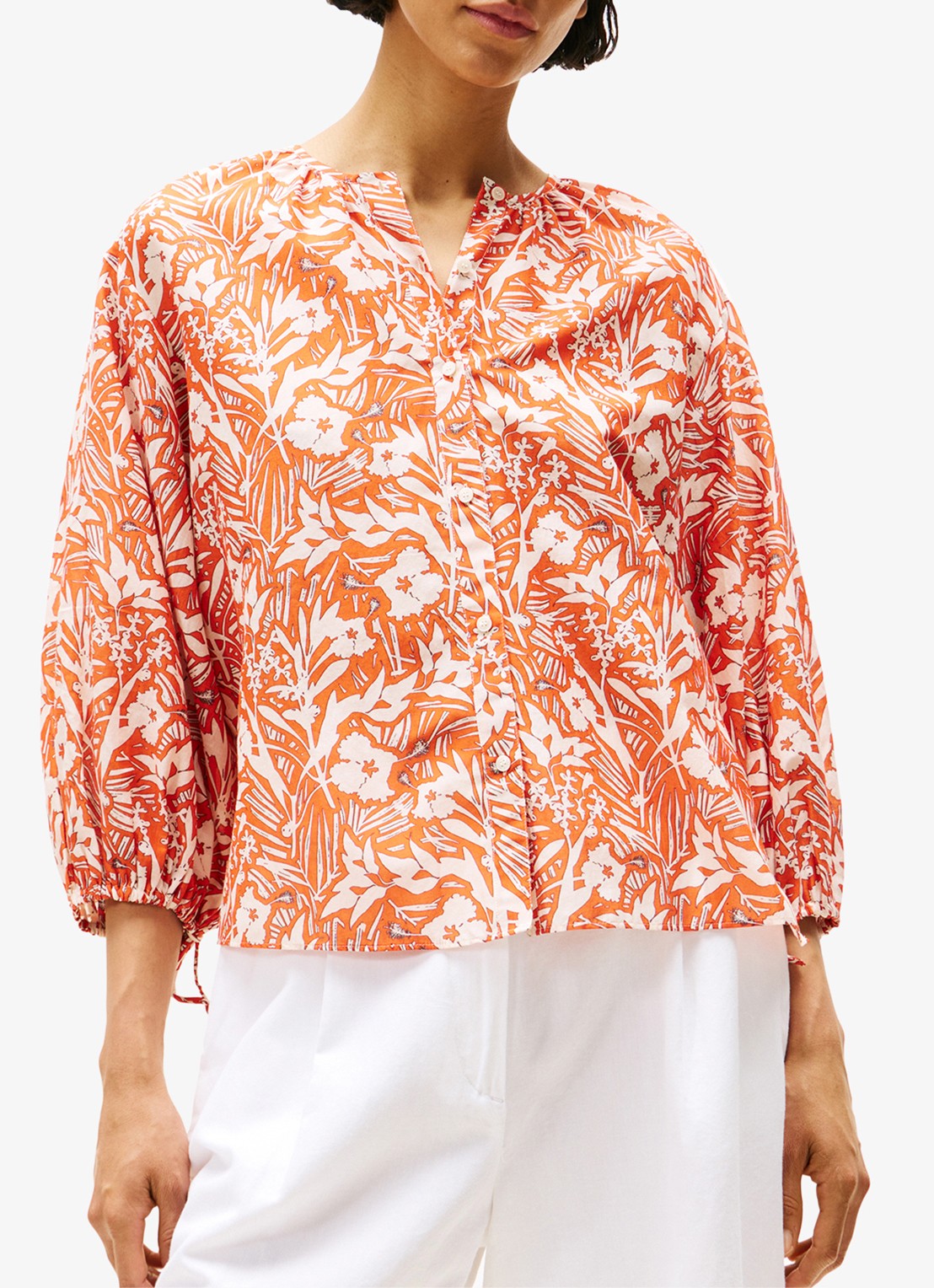 Tommy Hilfiger Blouse met bloemenprint - detail 4 oranje